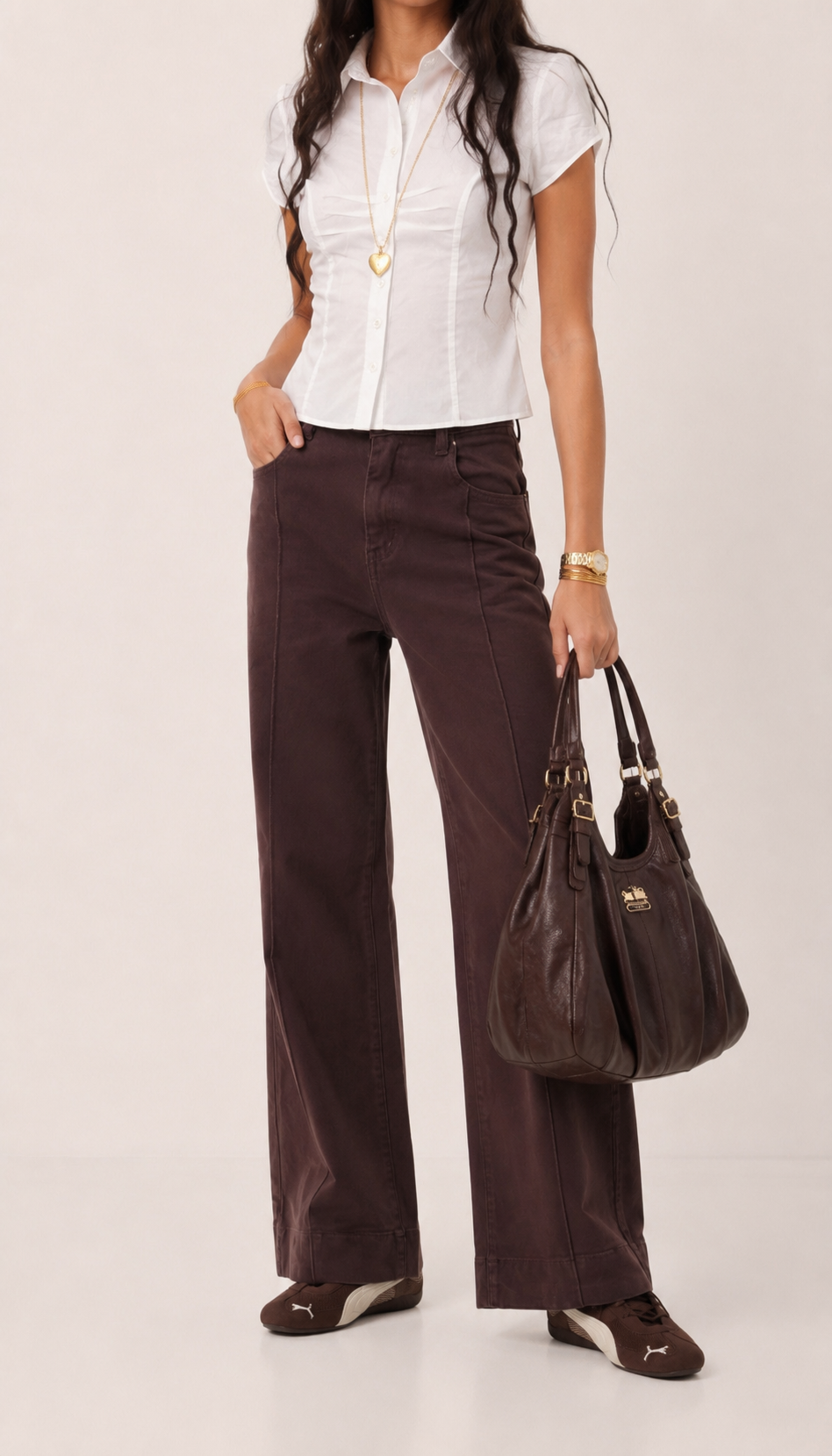 High-Waist Jeans mit weiter Beinführung