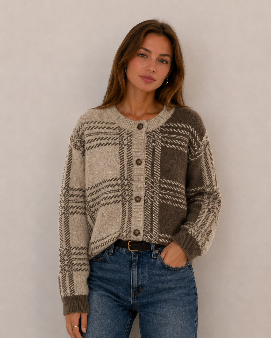 Gerader Cardigan bis zur Hüfte