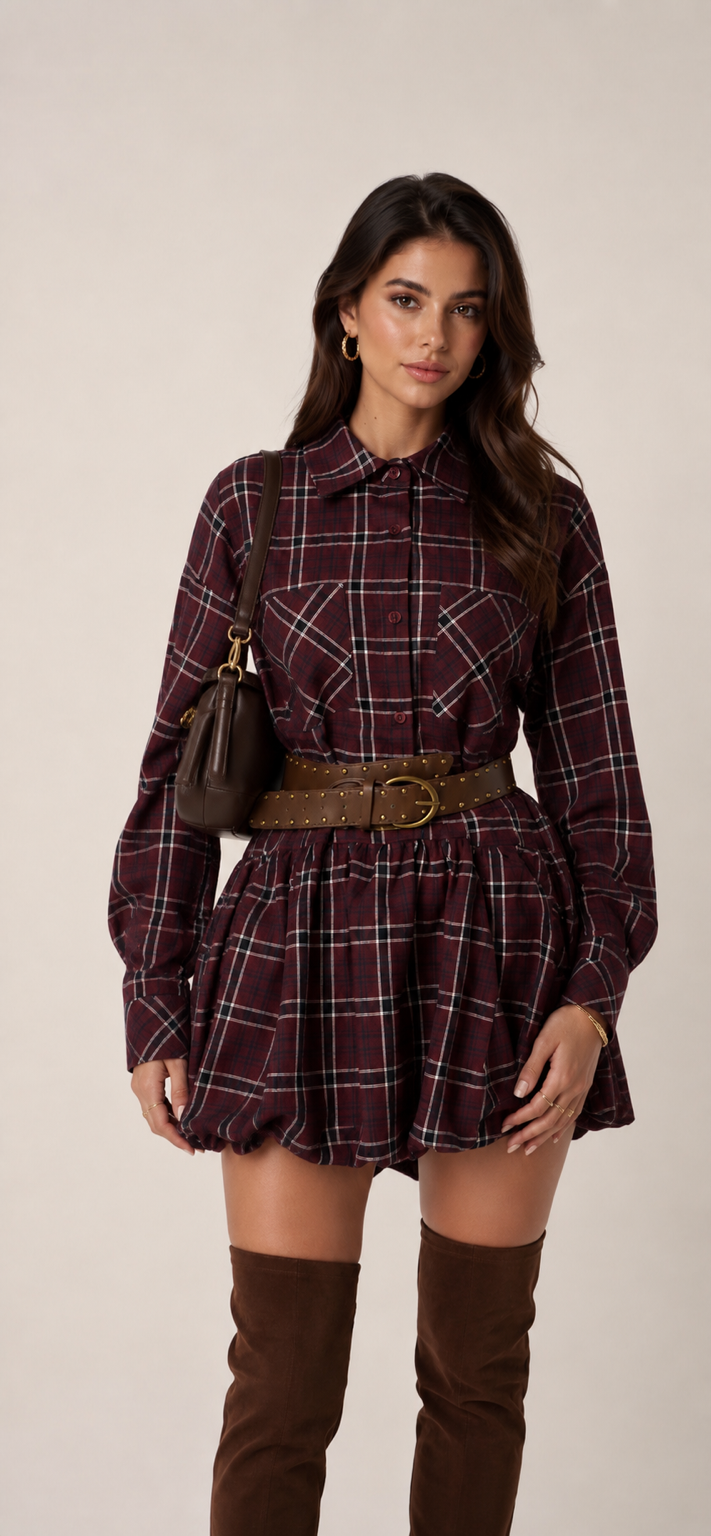 Mini-Hemdkleid mit Bubble-Saum