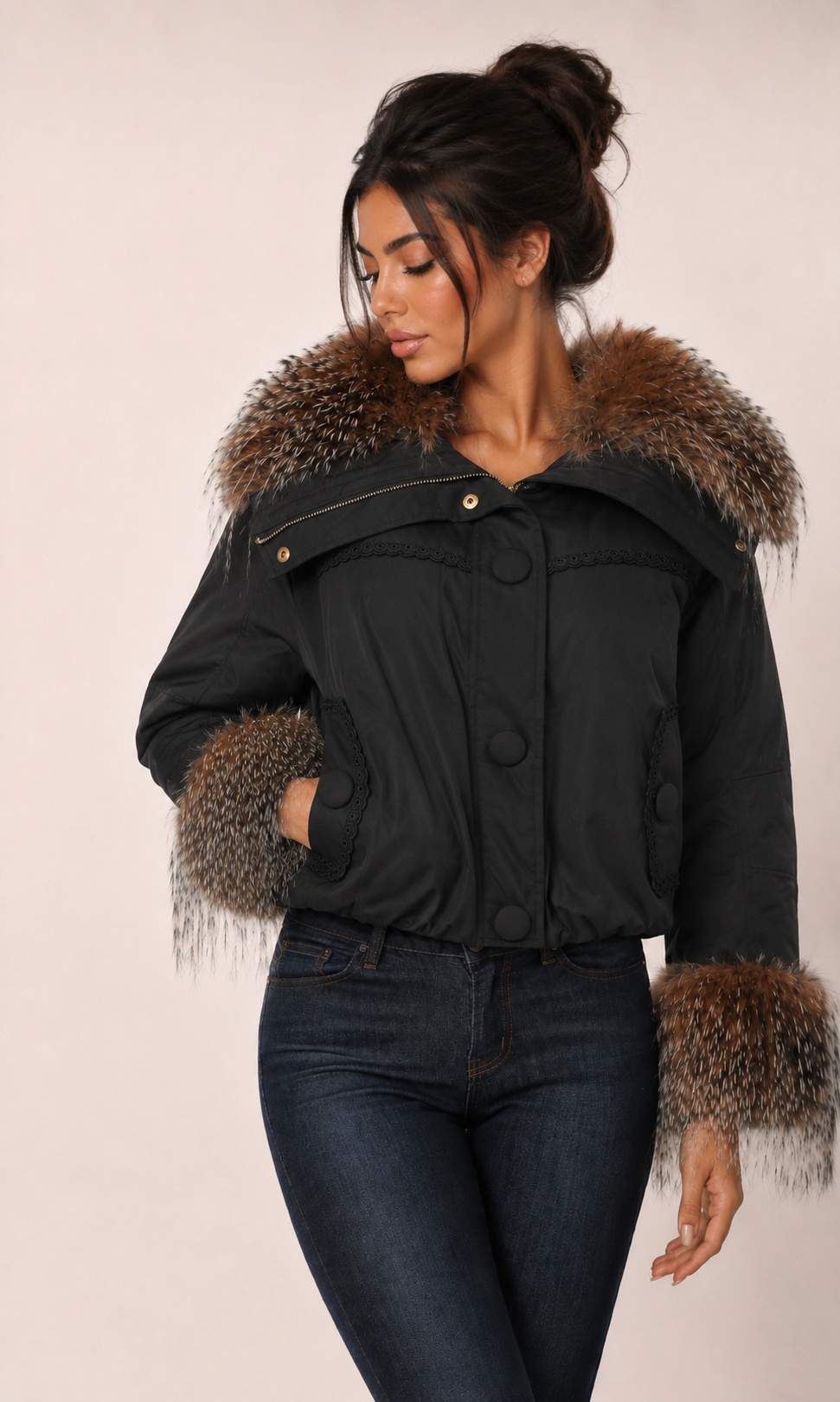 Bomberjacke mit Fellbesatz