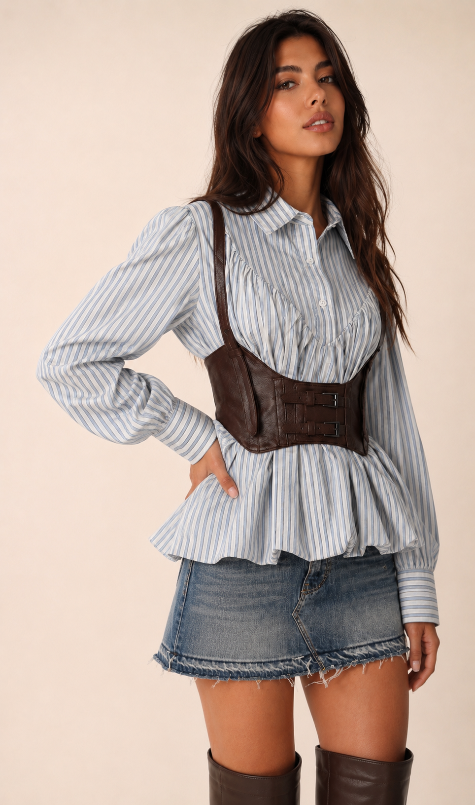 Regular-Bluse mit ausgestelltem Schnitt