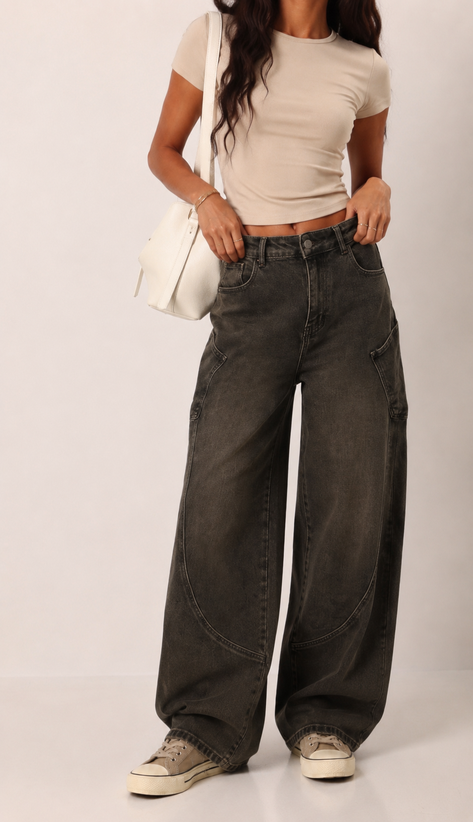 Jeans mit hohem Bund und weitem Bein