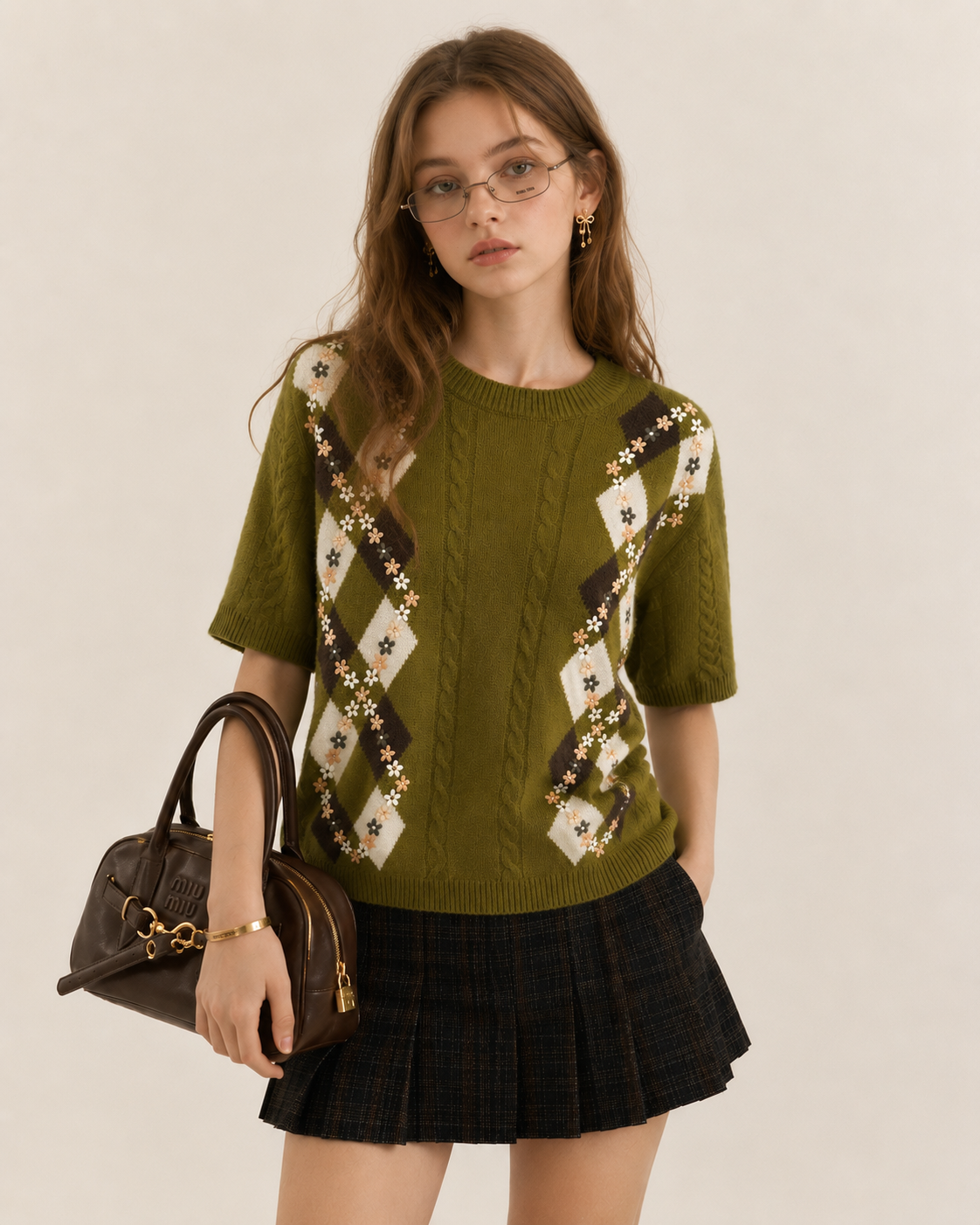 Preppy Pullover mit Rautenmuster
