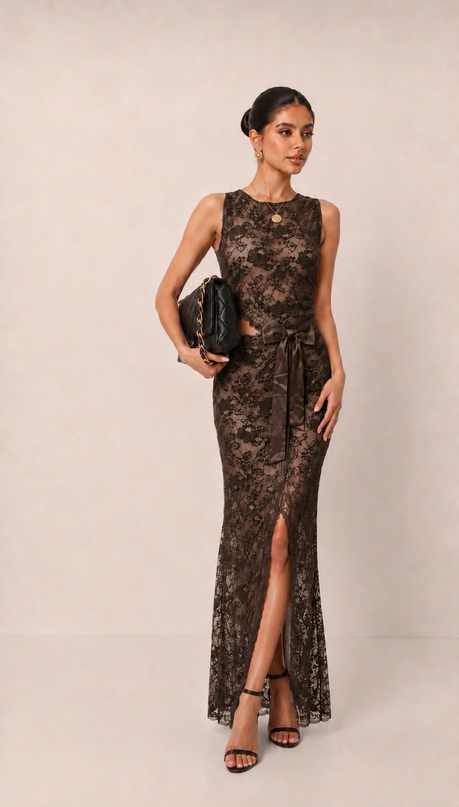 Maxi Bleistiftkleid mit Schleife