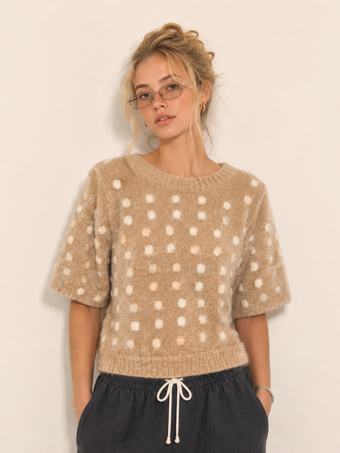 Regular-Pullover mit Pünktchen