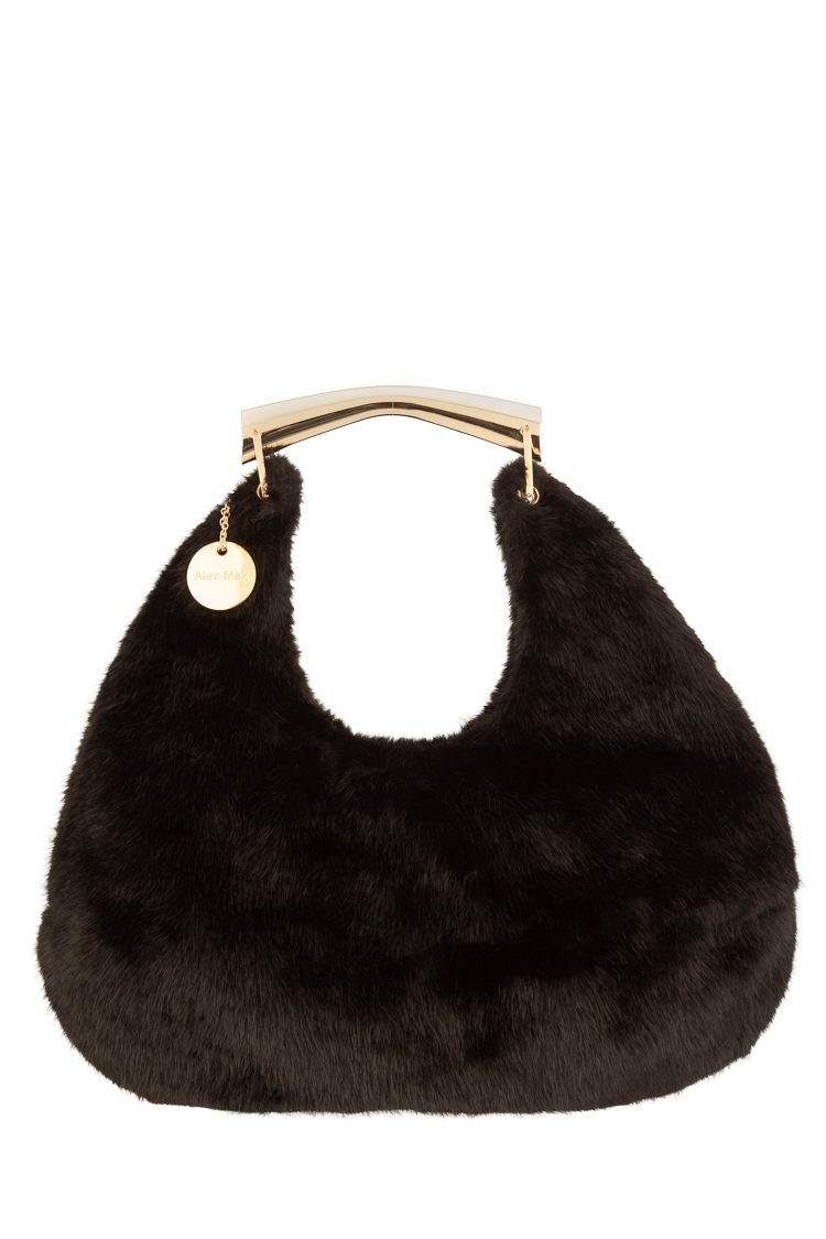 Hobo-Tasche mit Plüschoberfläche und Griff