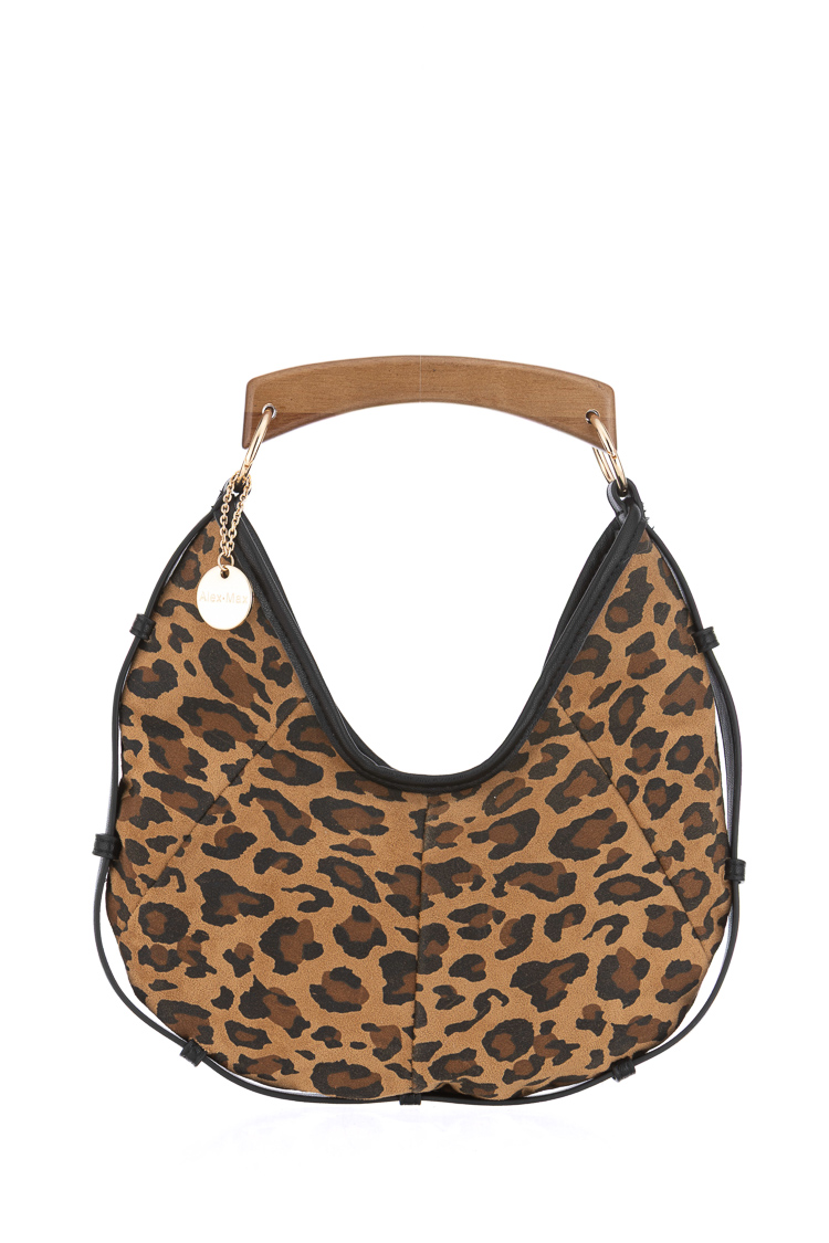 Hobo-Tasche mit Leopardenmuster und Handgriff