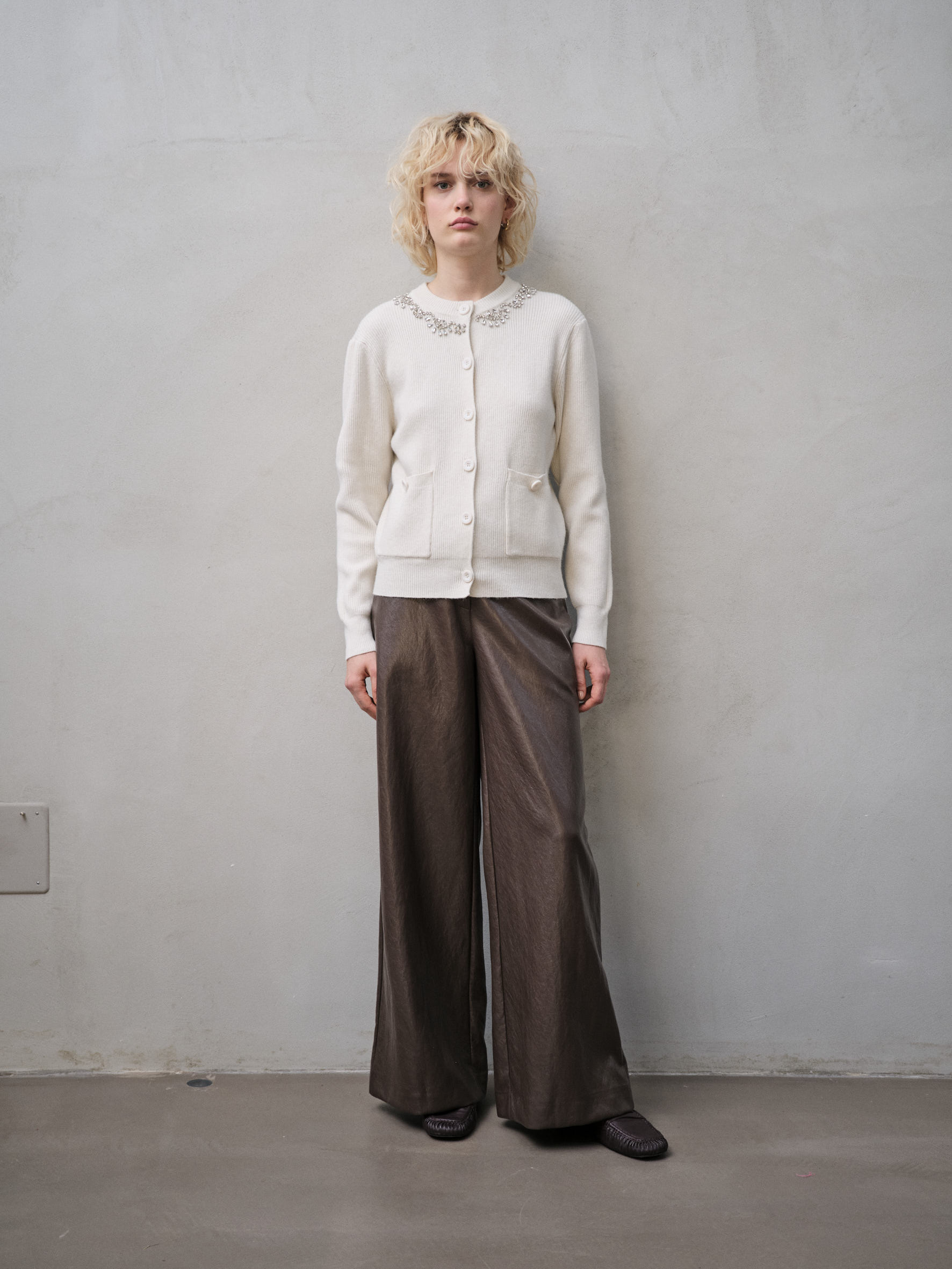 Gerippter Cardigan mit Pailletten