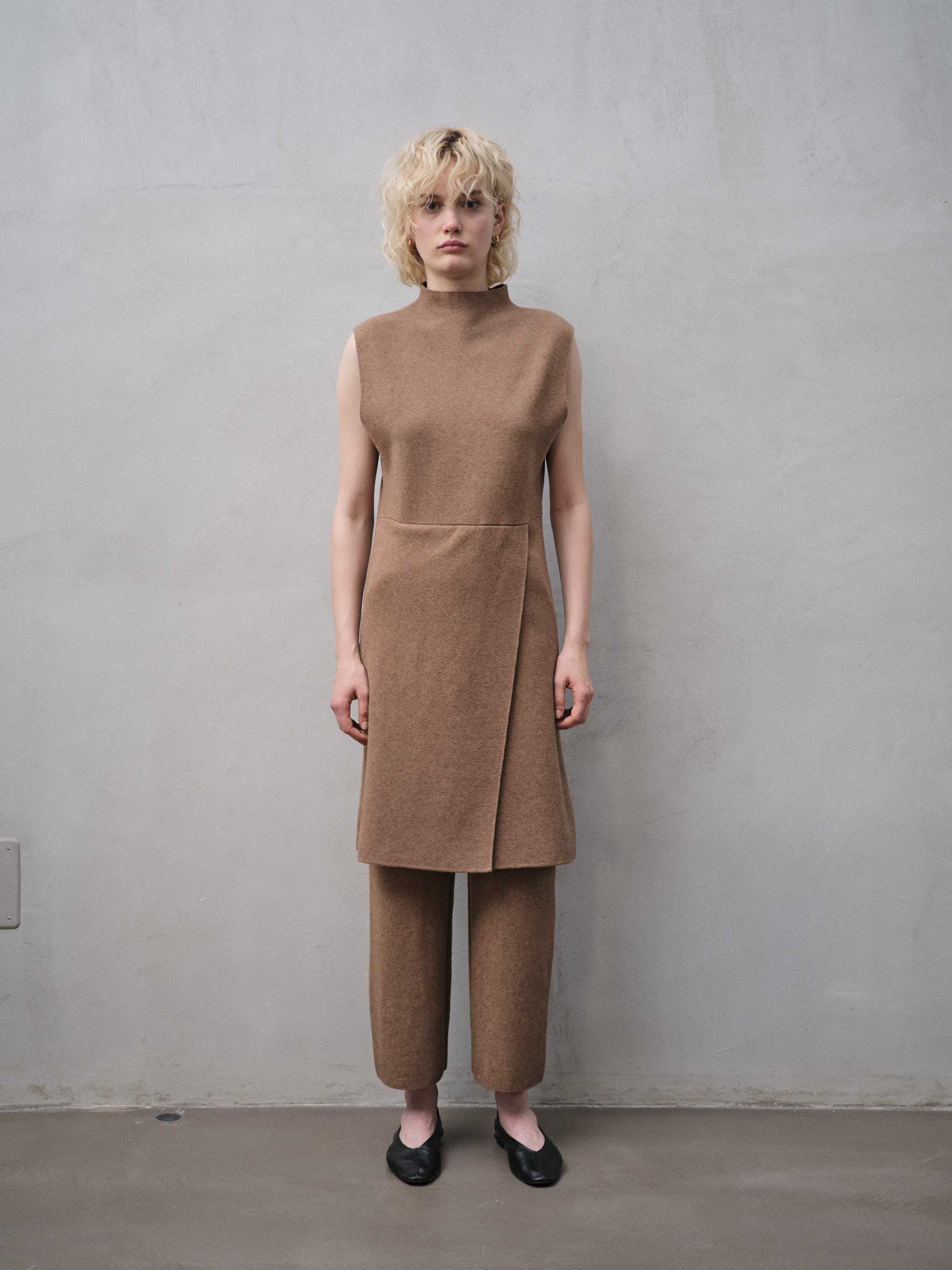 A-Linien-Kleid mit Stehkragen