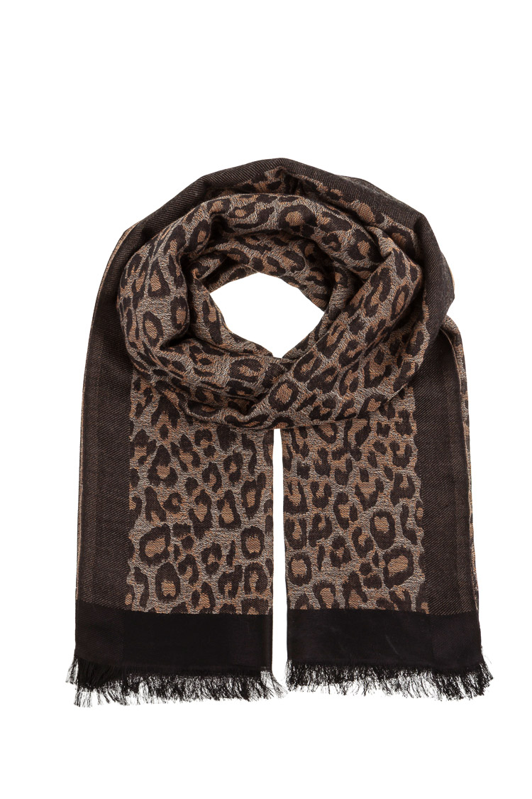 Schal mit Animal-Print und Fransen