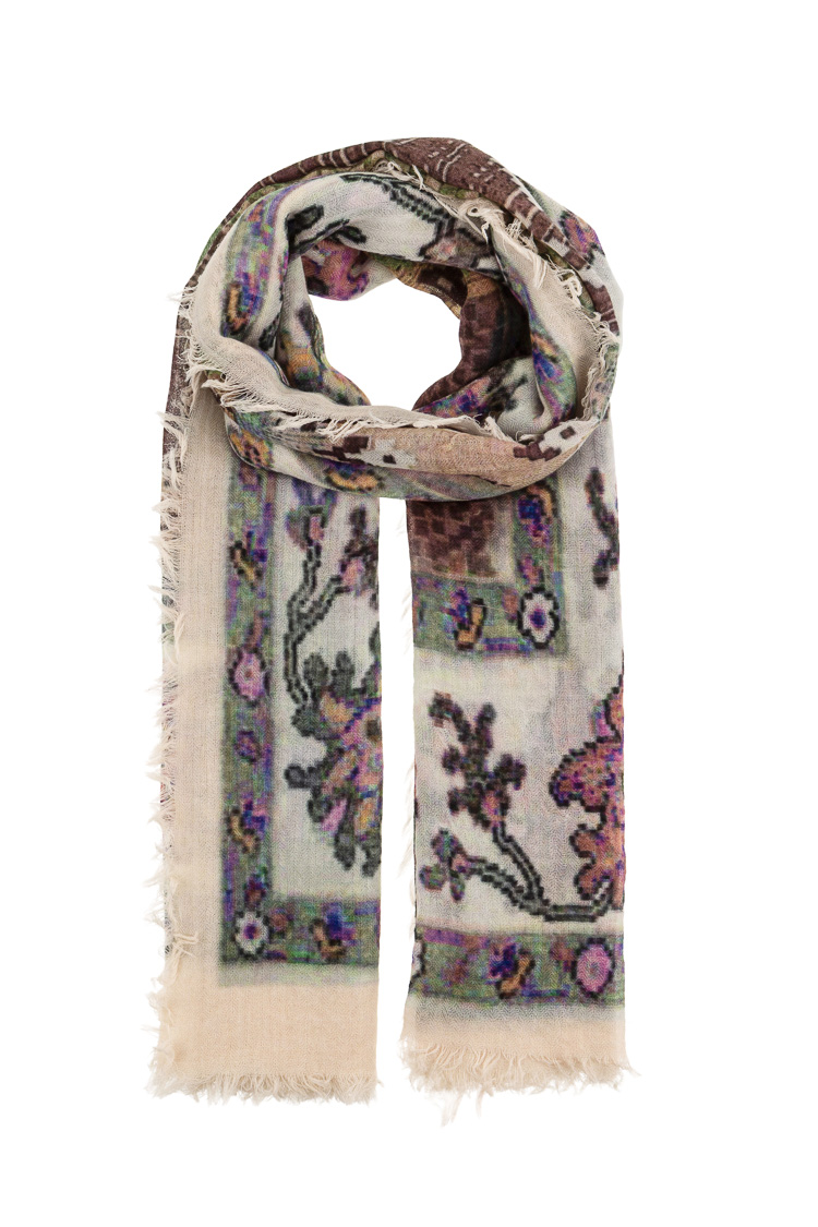 Patchwork-Schal mit Fransen