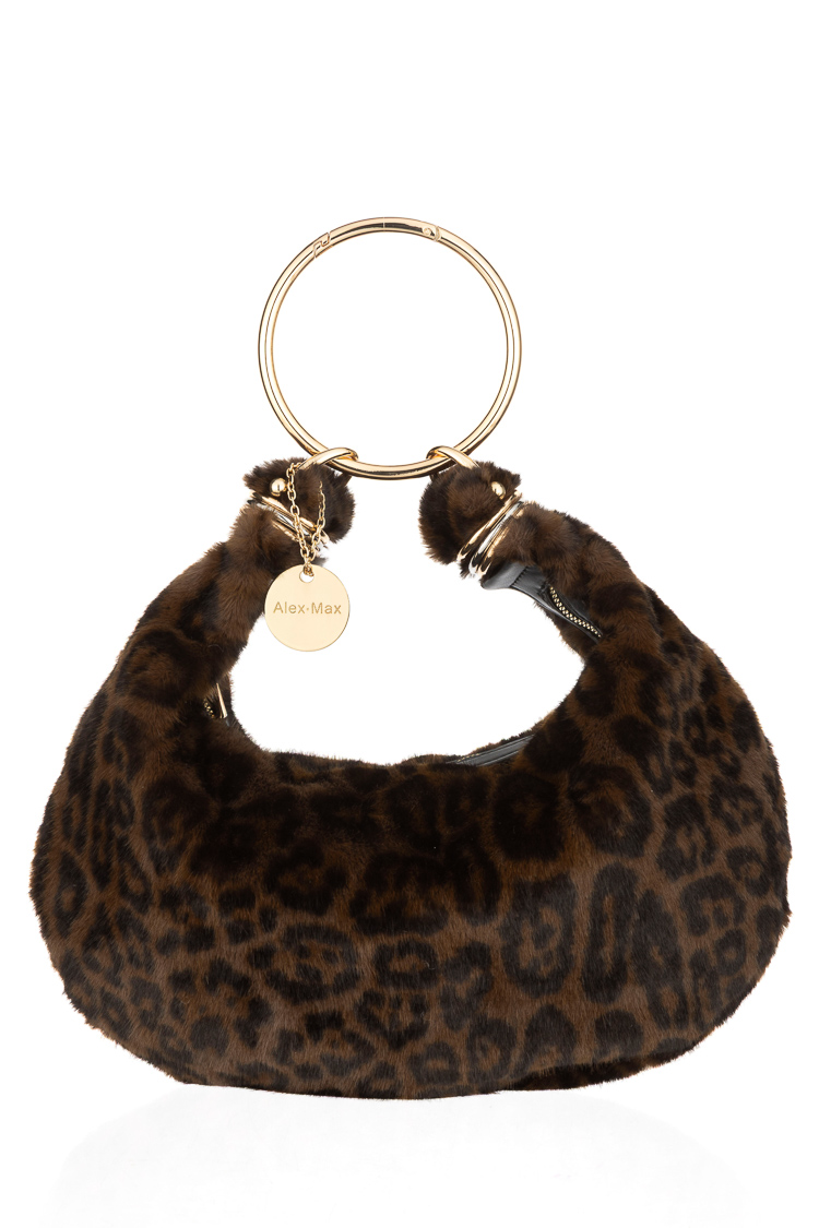 Tasche aus Kunstpelz mit Zierknöpfen