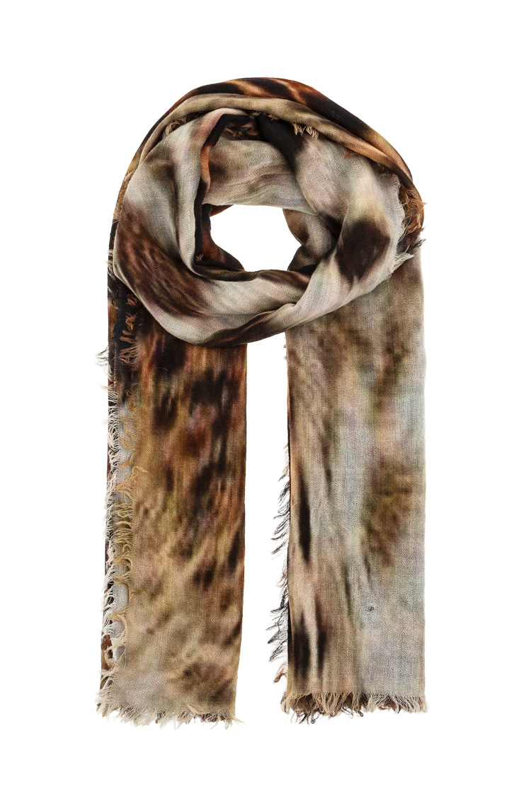 Großer Schal mit Animal-Print und Fransen
