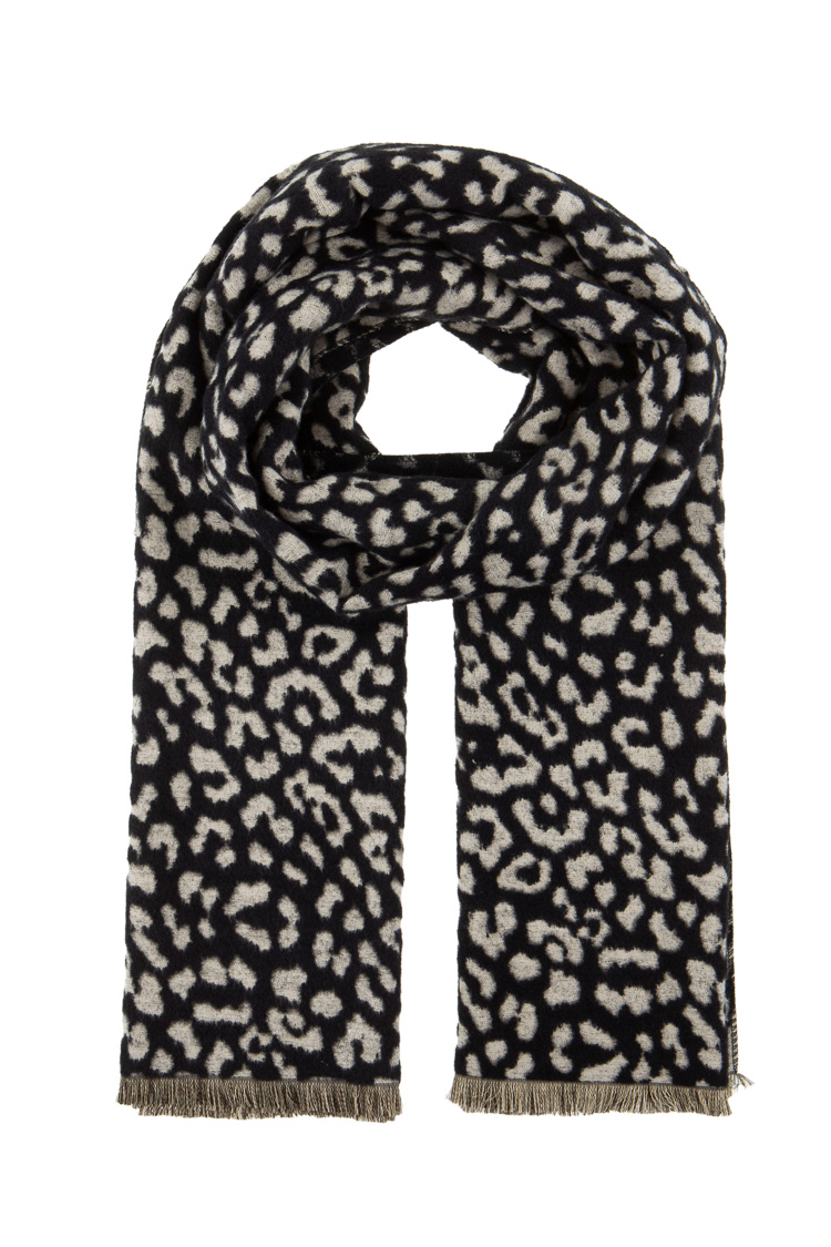 Schal mit Animal-Print und Fransen