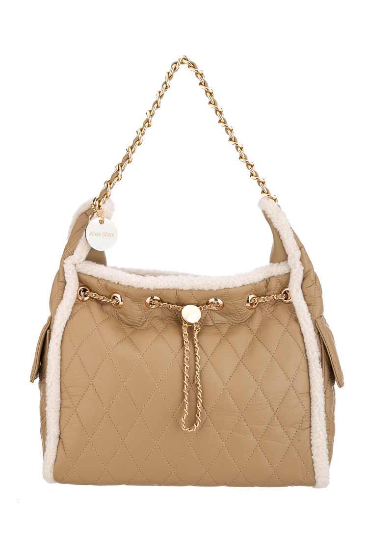 Gesteppte Beuteltasche mit geometrischem Muster
