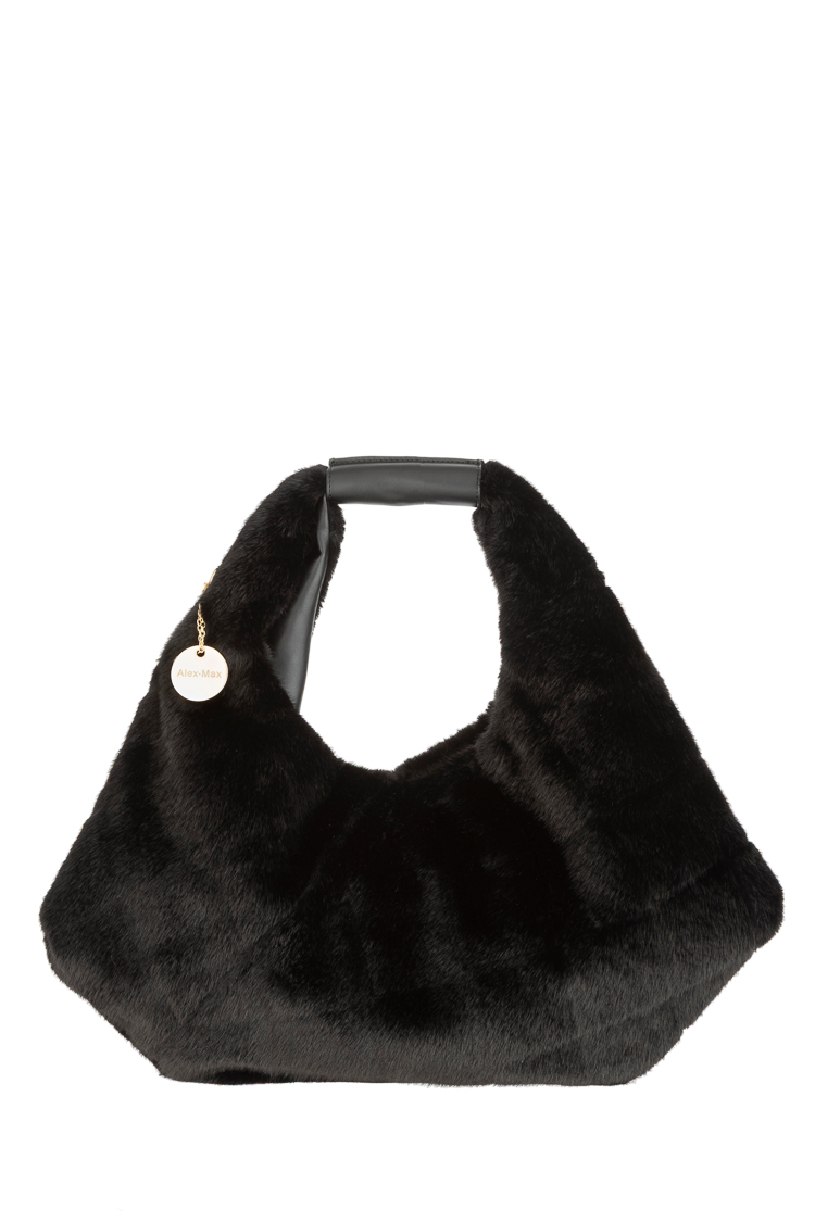 Hobo-Tasche aus Kunstfell mit kurzem Tragegriff