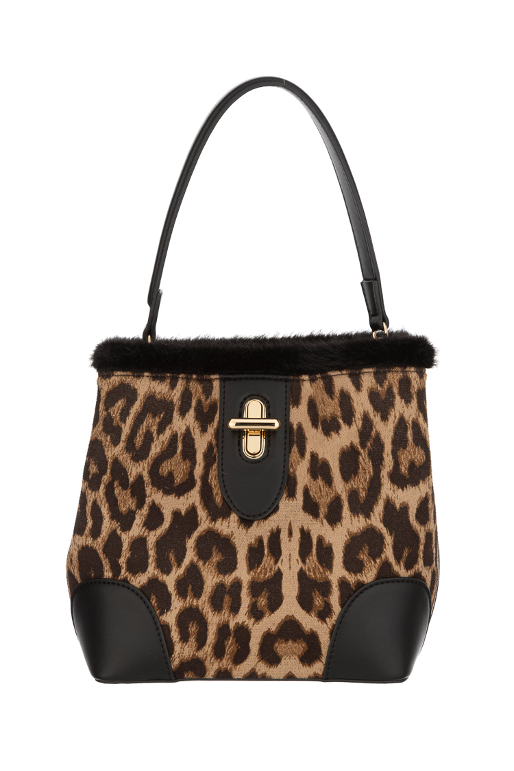 Schultertasche mit Leopardenmuster