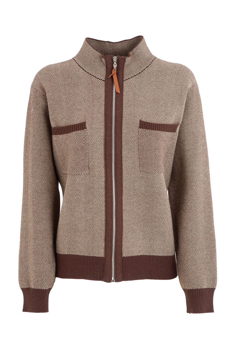 Gestrickte Jacke mit Stehkragen