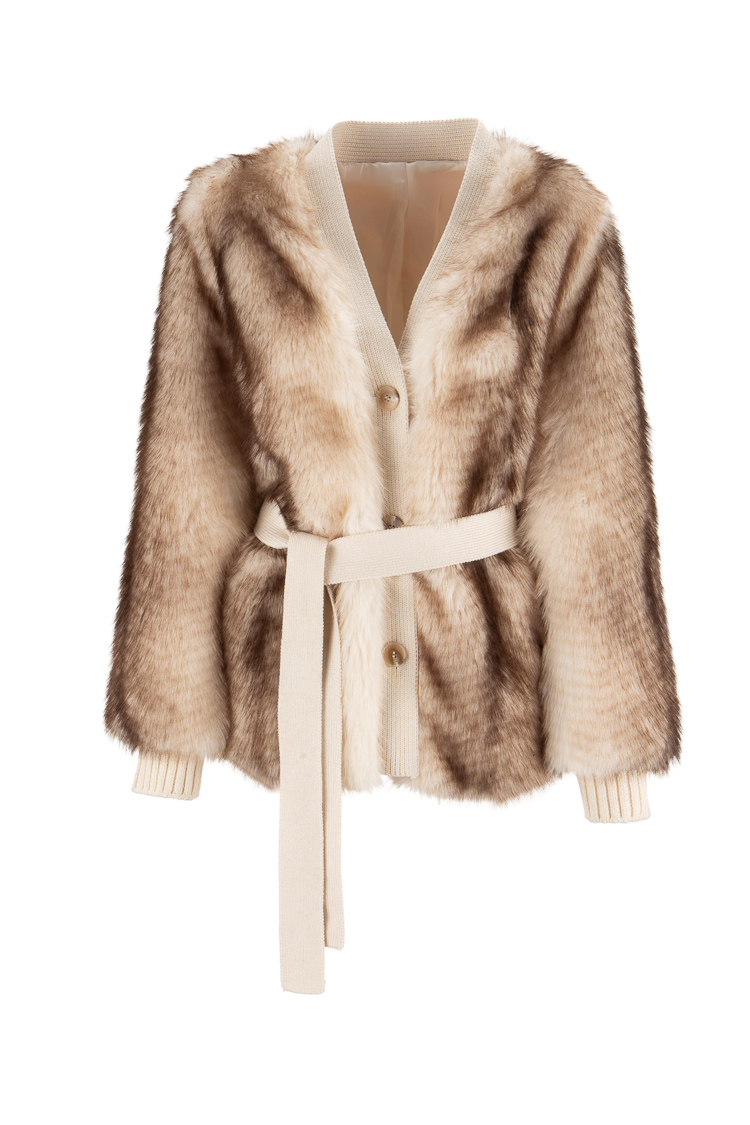 Plüschjacke mit Gürtel