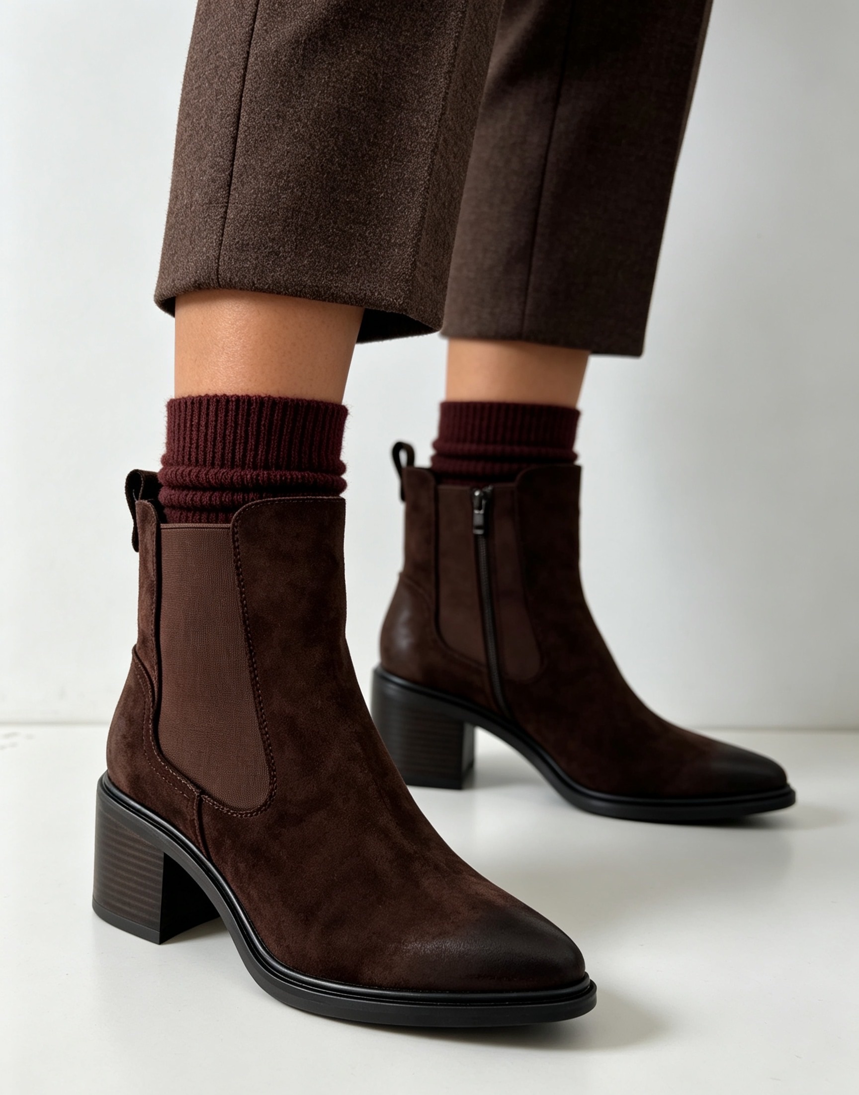 Matte Chelsea-Stiefeletten mit Blockabsatz