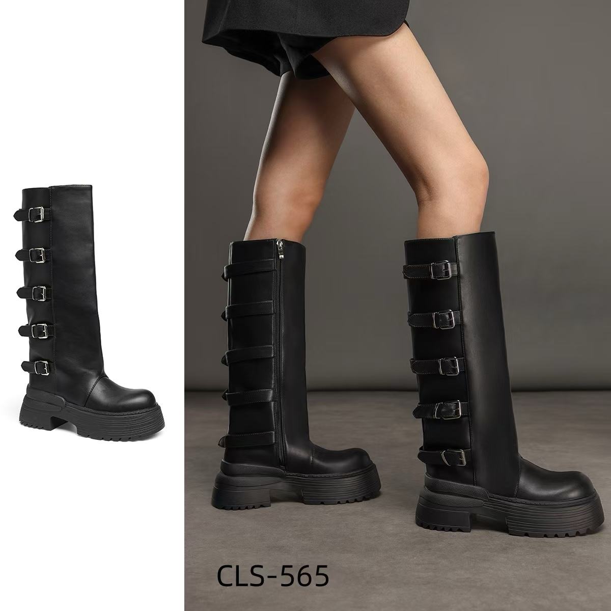 Biker-Stiefel mit Zierknöpfen