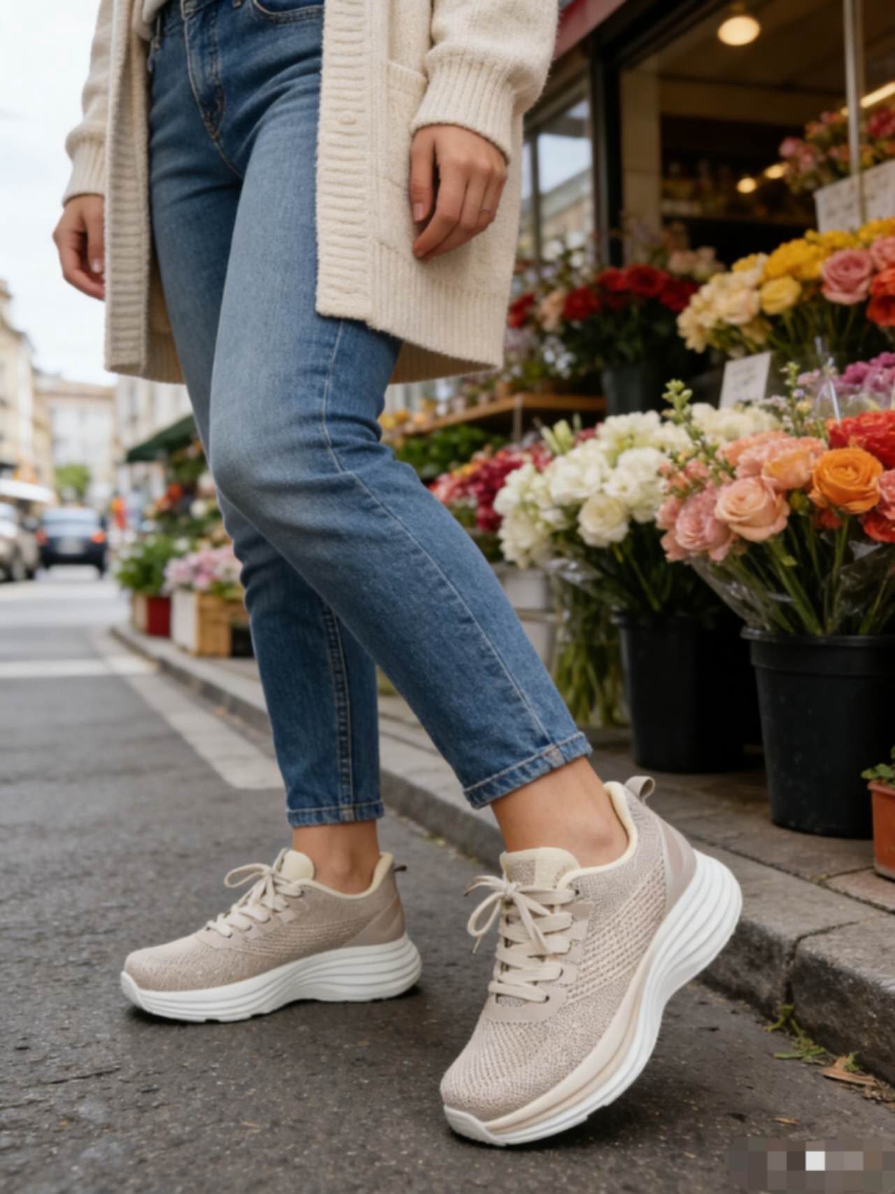 Mesh-Sneaker mit dicker Sohle