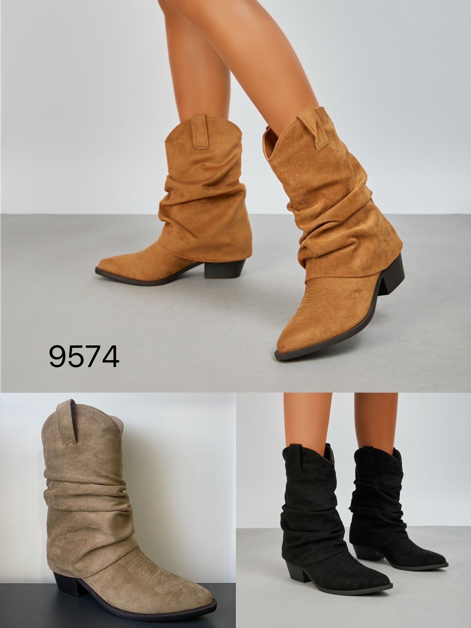 Stiefeletten mit geraffter Schaft