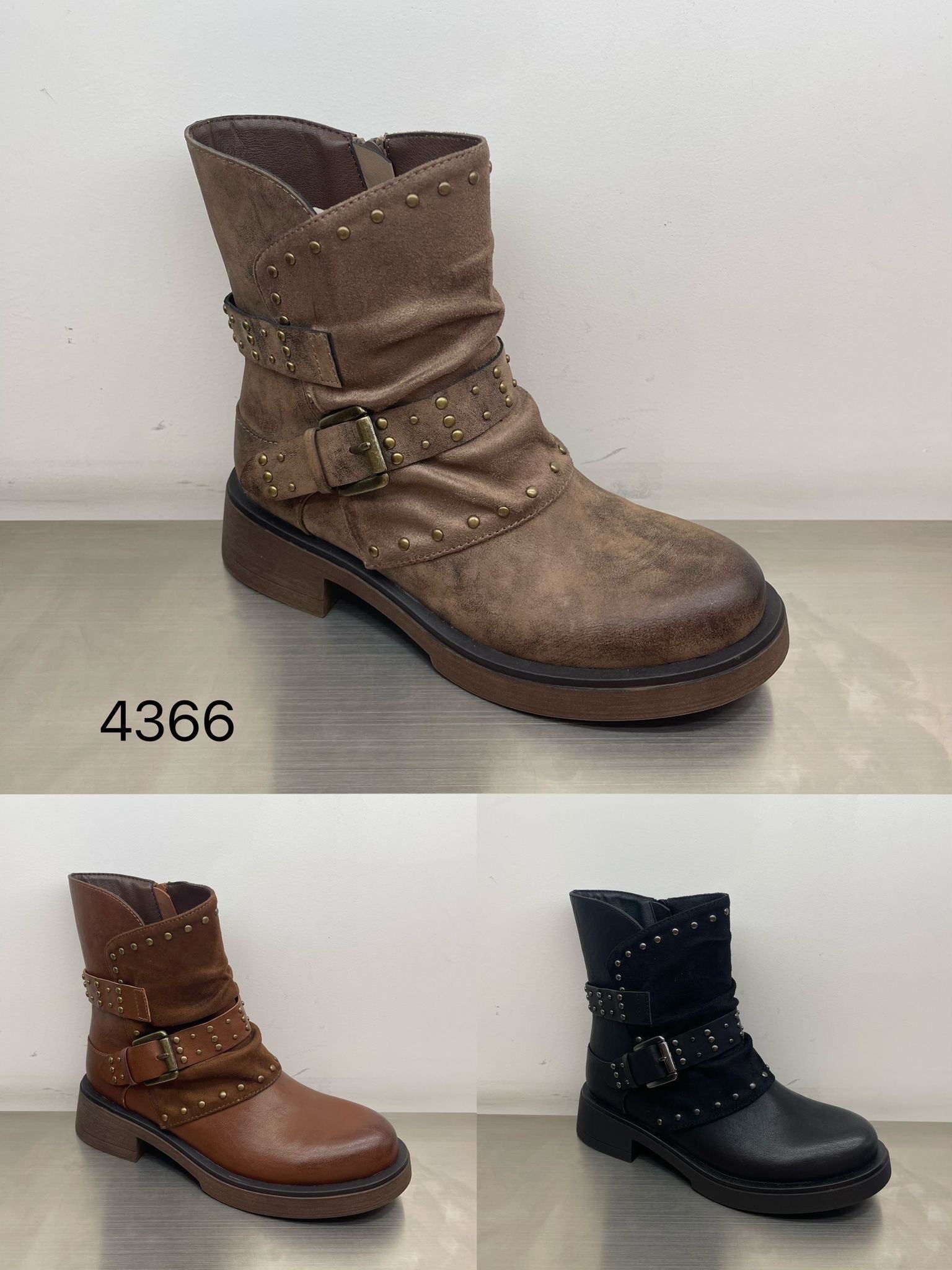 Biker-Stiefeletten mit Nieten