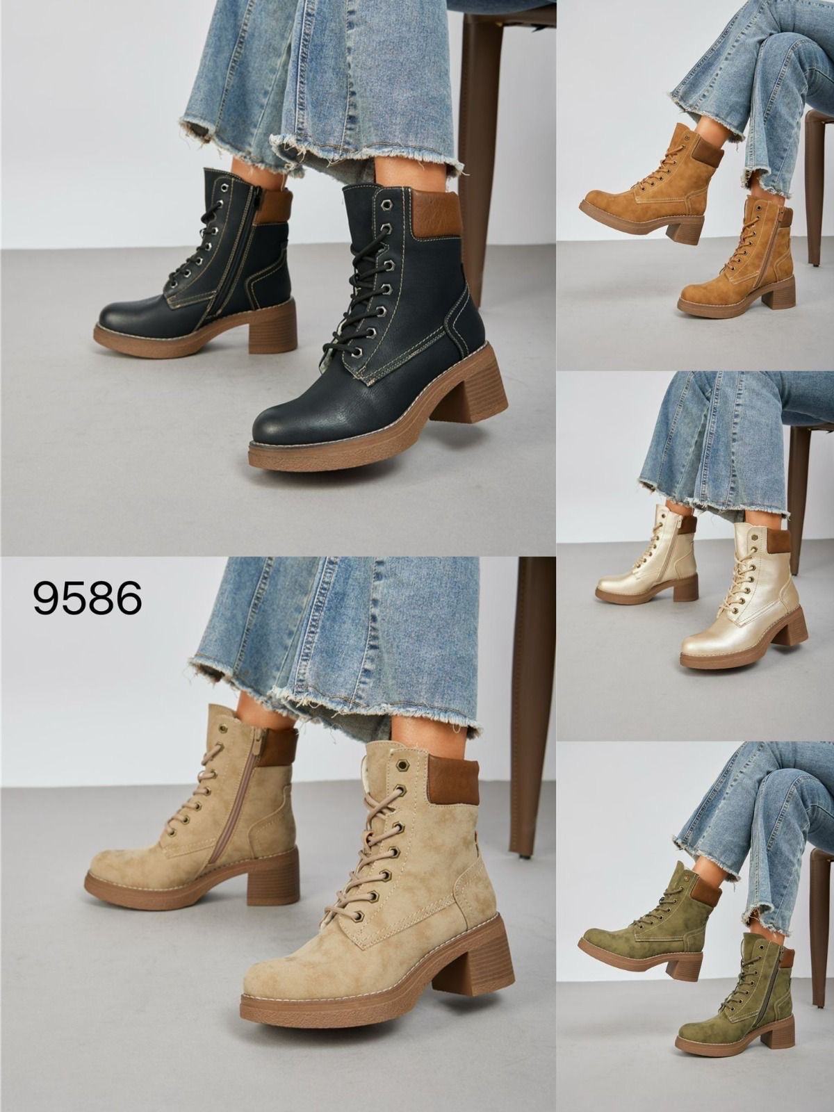 Worker-Stiefeletten mit dekorativen Knöpfen