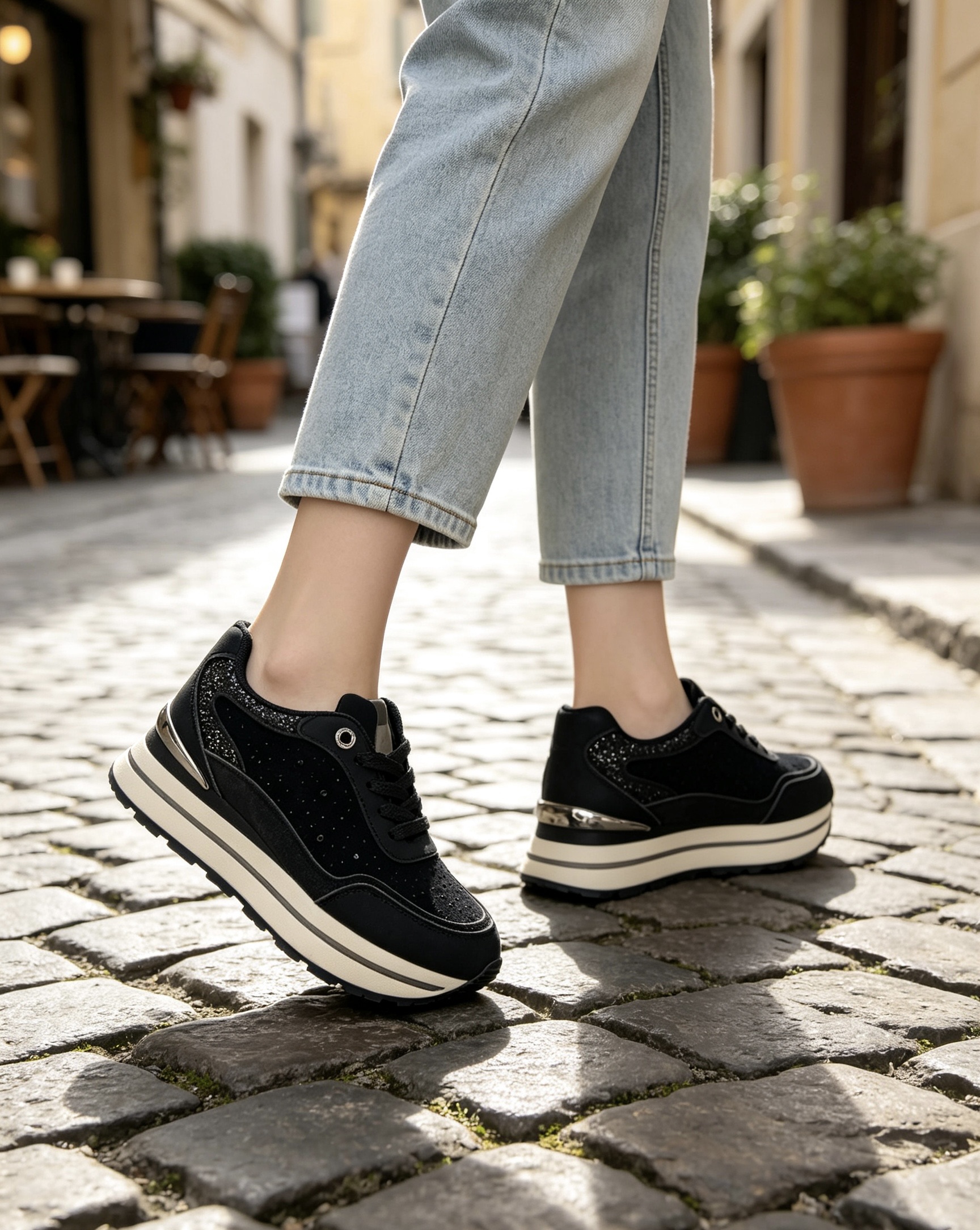 Plateau-Sneaker mit Verzierungen