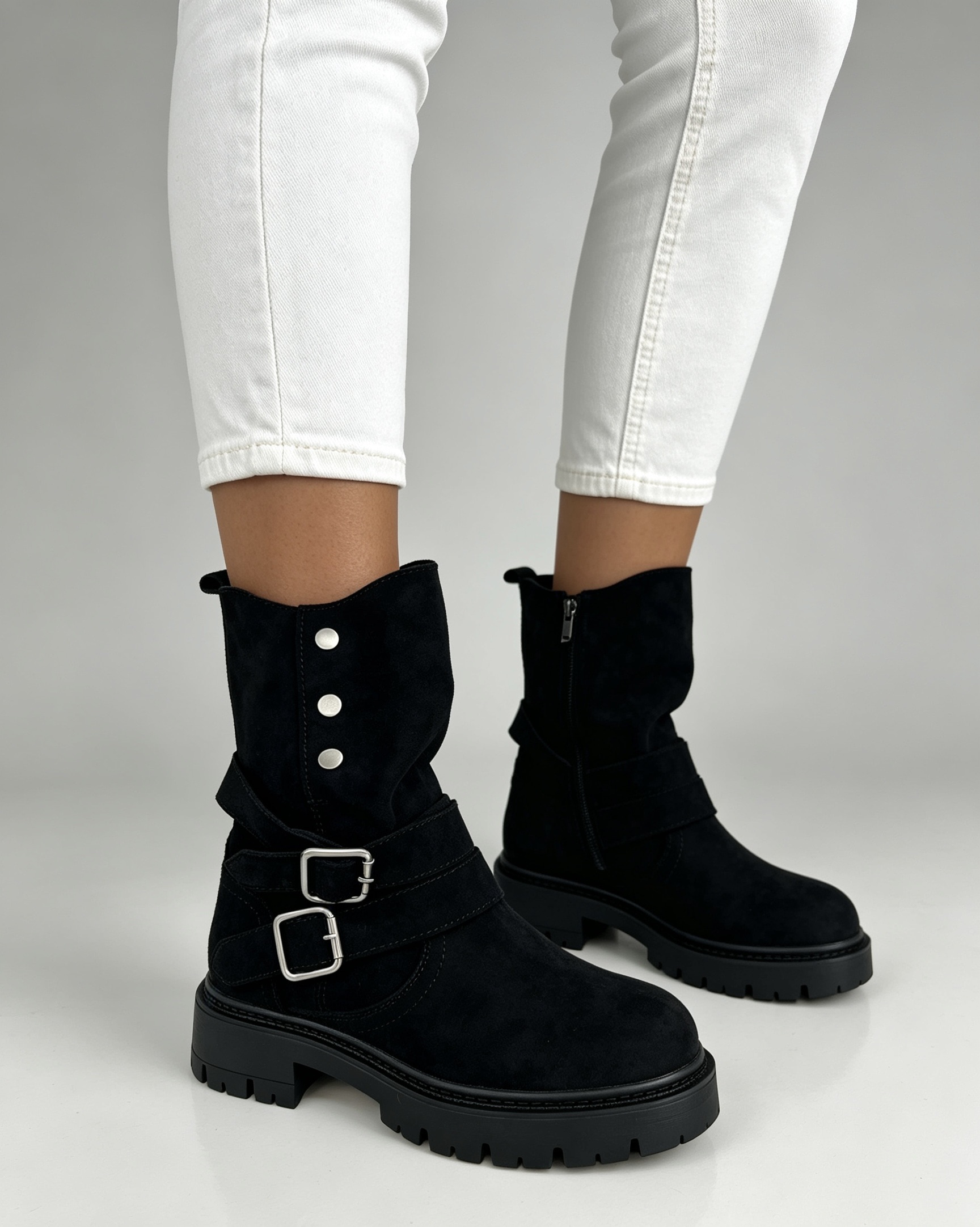 Biker-Stiefel mit Zierdetails