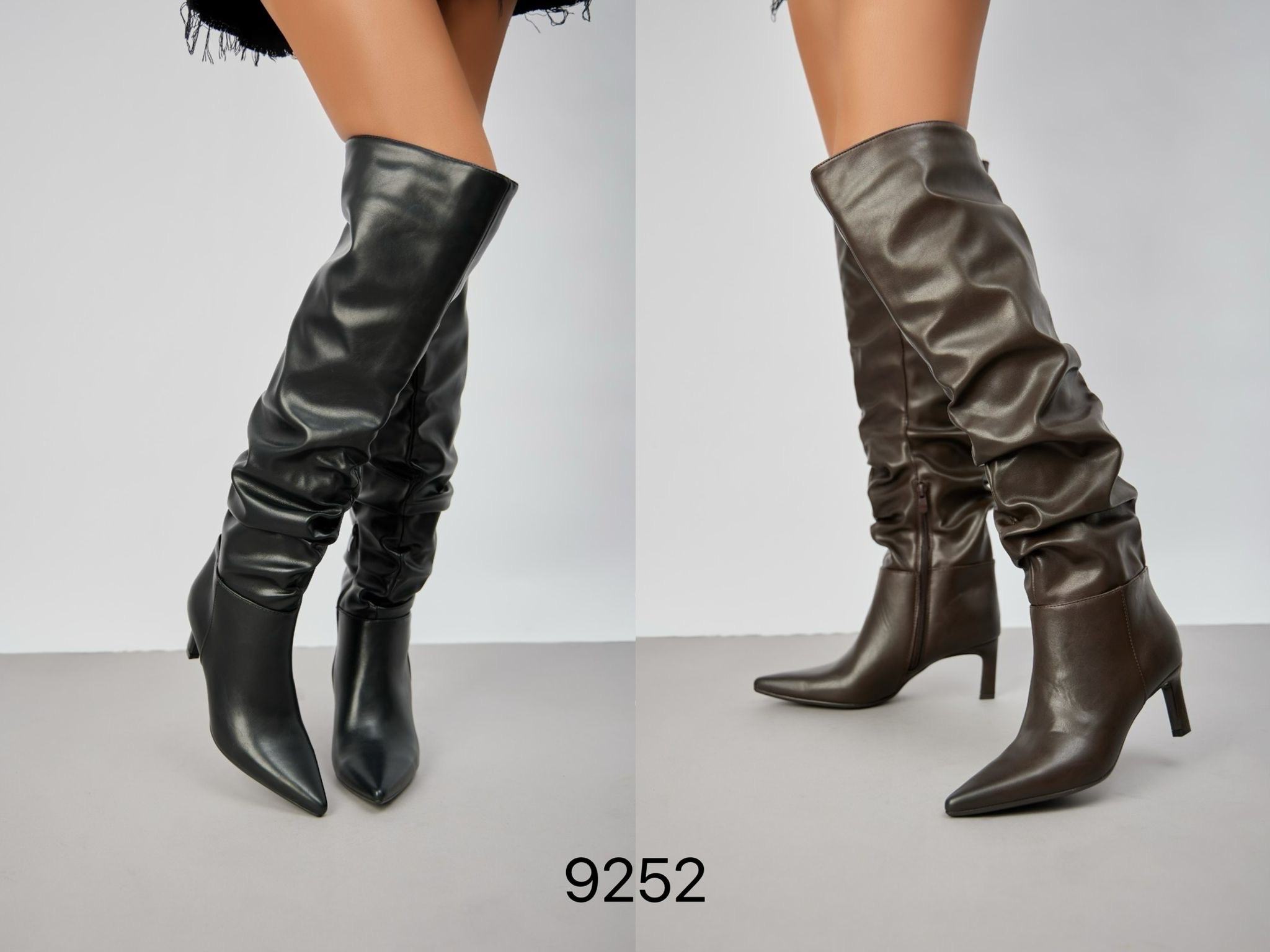 Überknie-Stiefel mit spitzem Zeh und Absatz