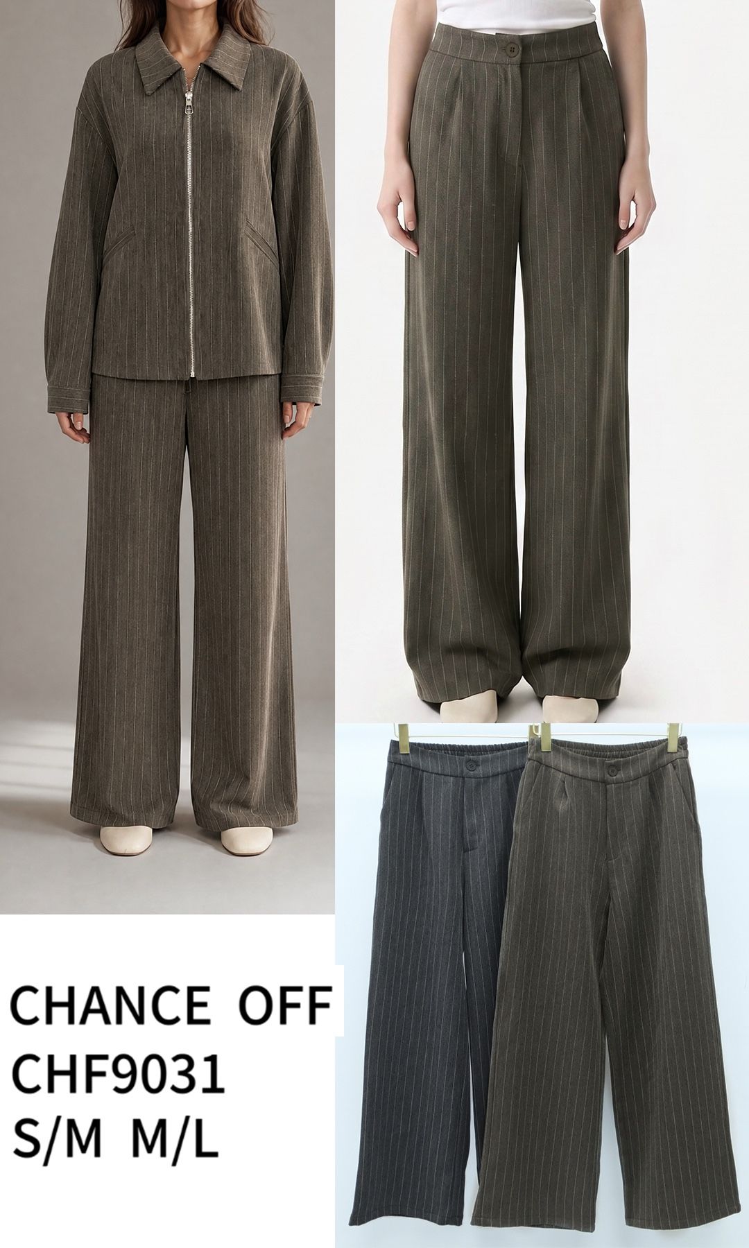 Wide-Leg-Hose mit Nadelstreifen