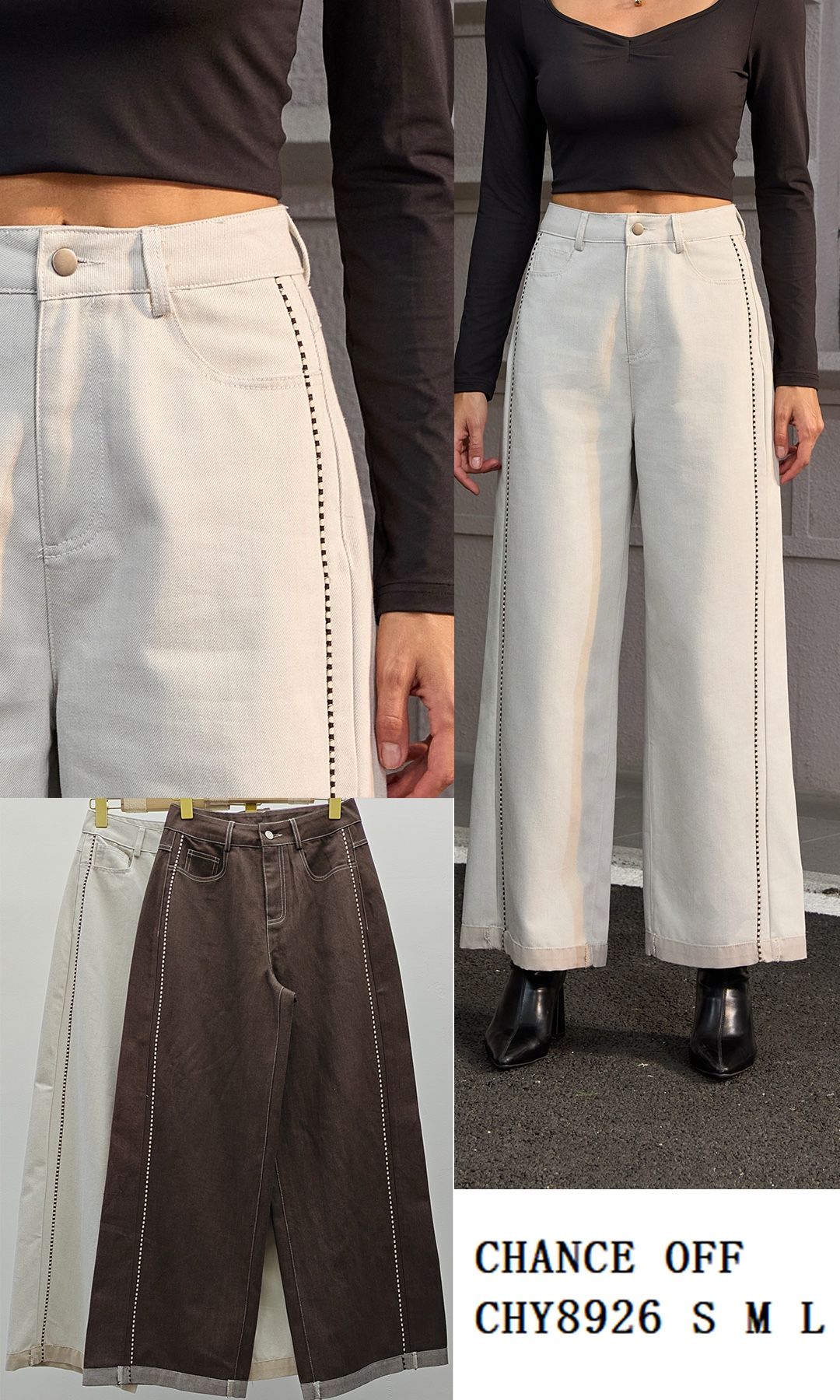 Hoch taillierte Wide-Leg-Hose