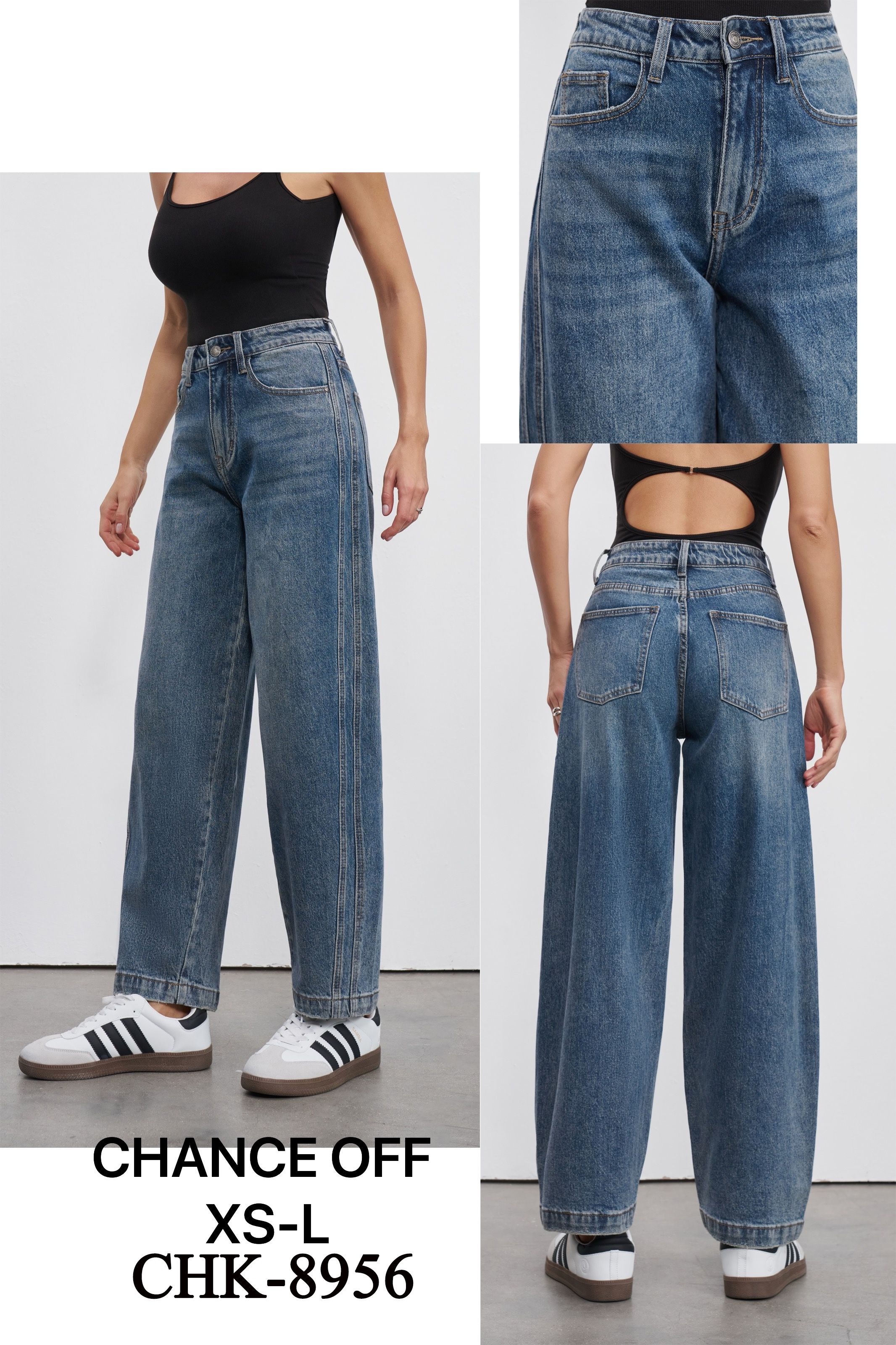 High‑Waist Wide‑Leg Jeans
