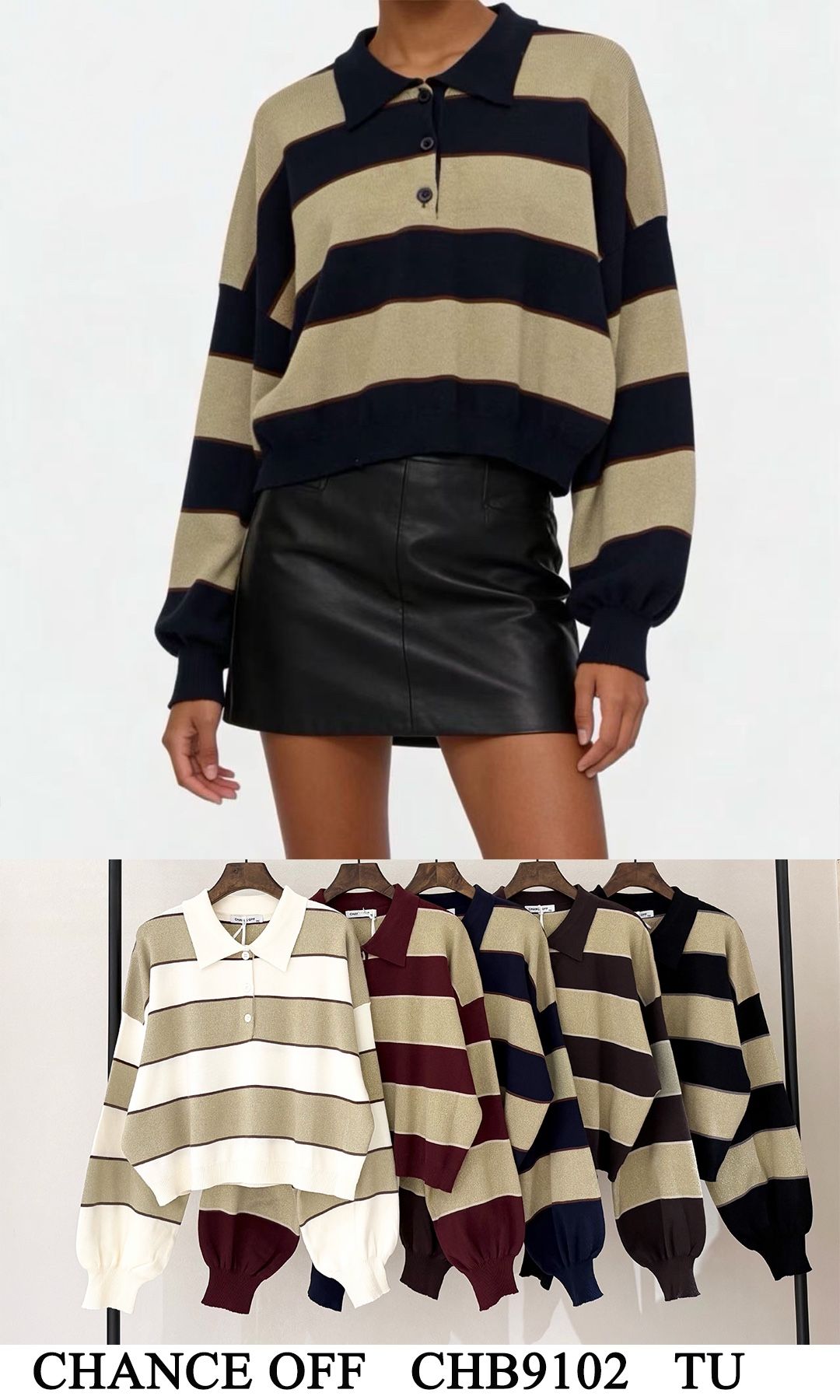 Lockerer Pullover mit Polo-Kragen