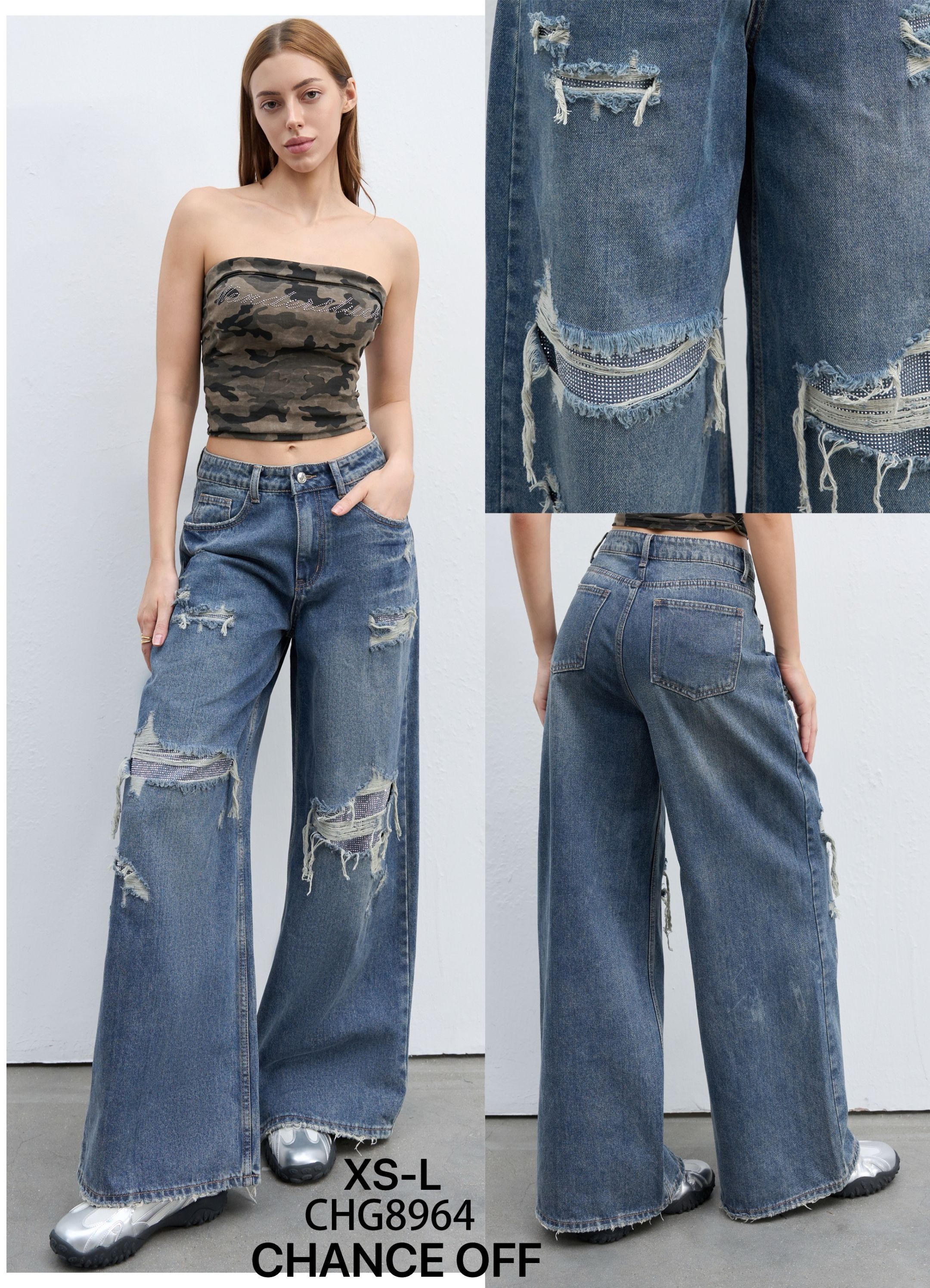 Jeans mit hohem Bund und weitem Bein
