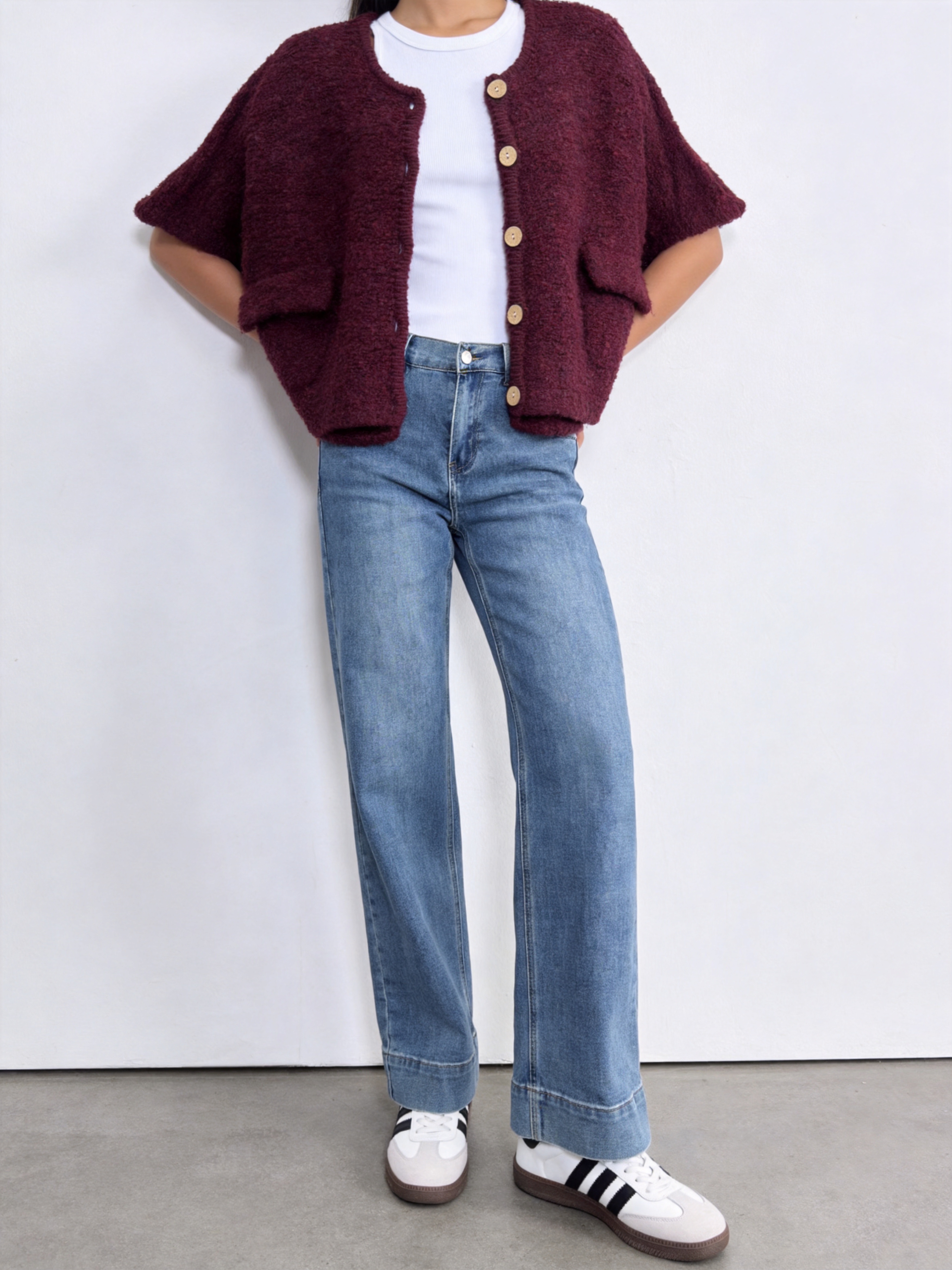 Oversize-Cardigan mit Knöpfen und Taschen