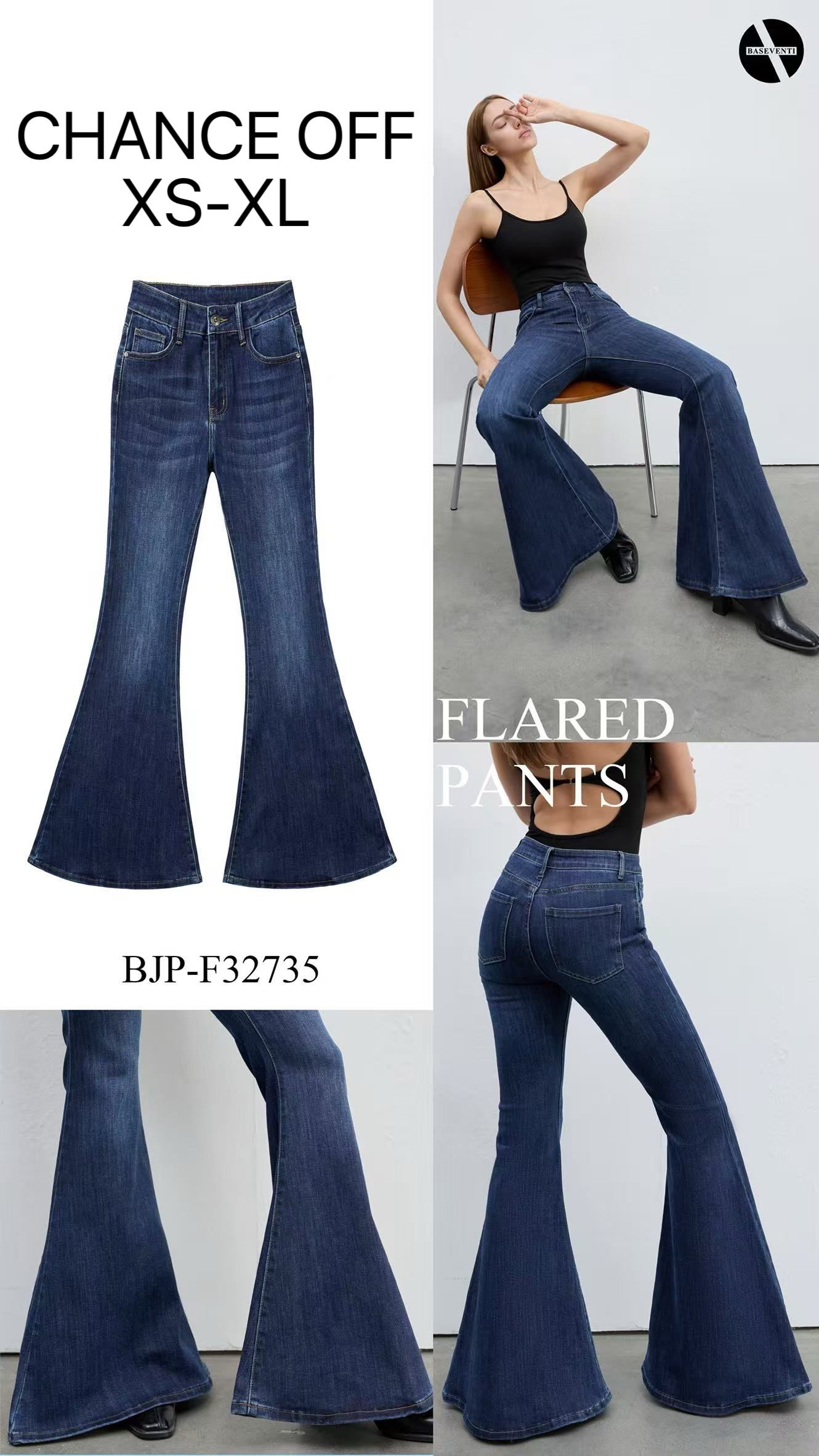 High‑Waist Flared Jeans