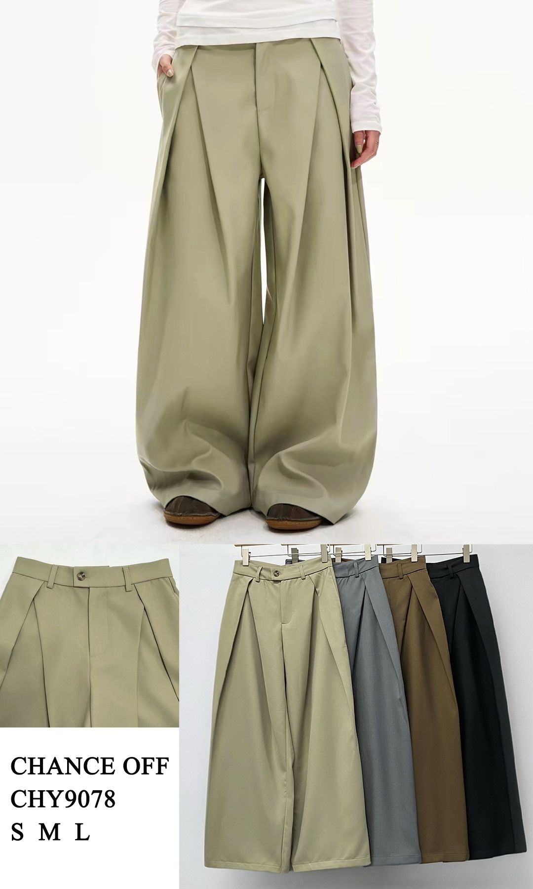 Wide-Leg Hose mit Falten