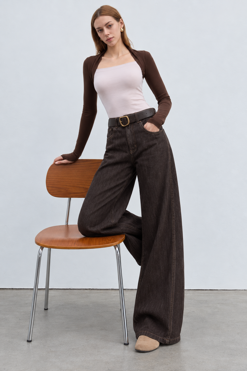 Wide-Leg-Hose mit Gürtel