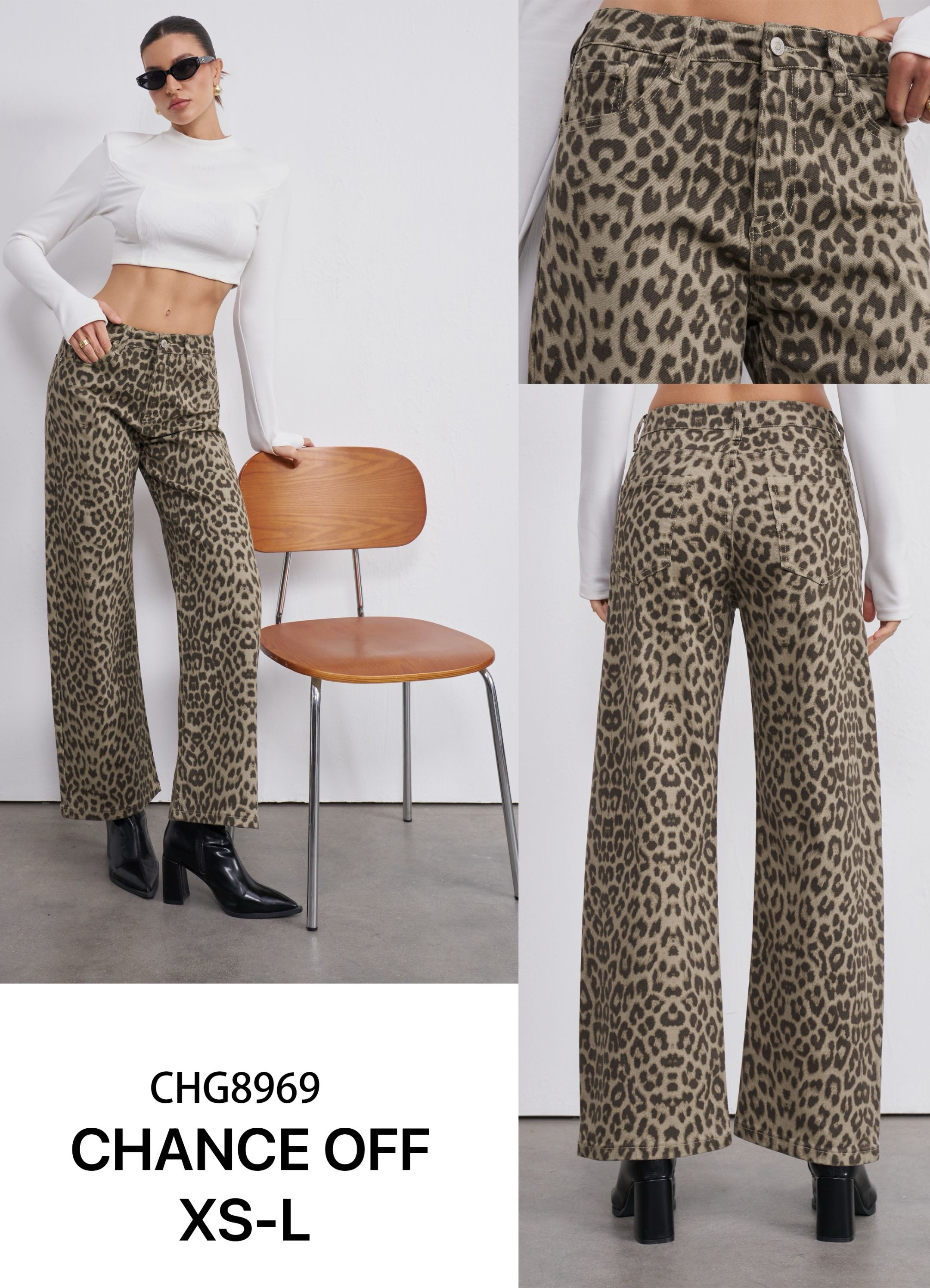 Wide‑Leg Hose mit Leopardenmuster