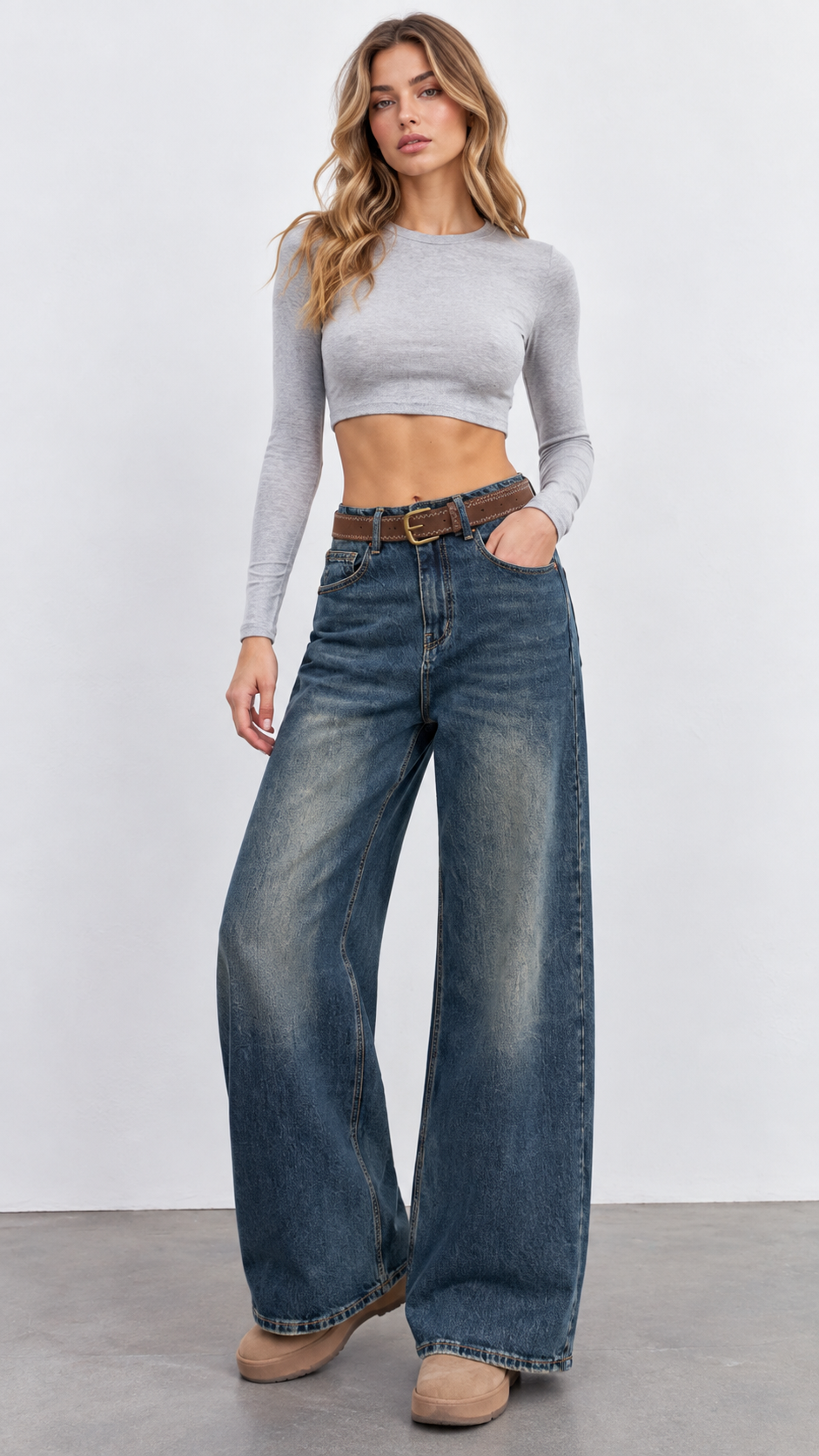 Balloon‑Fit Jeans mit Gürtel