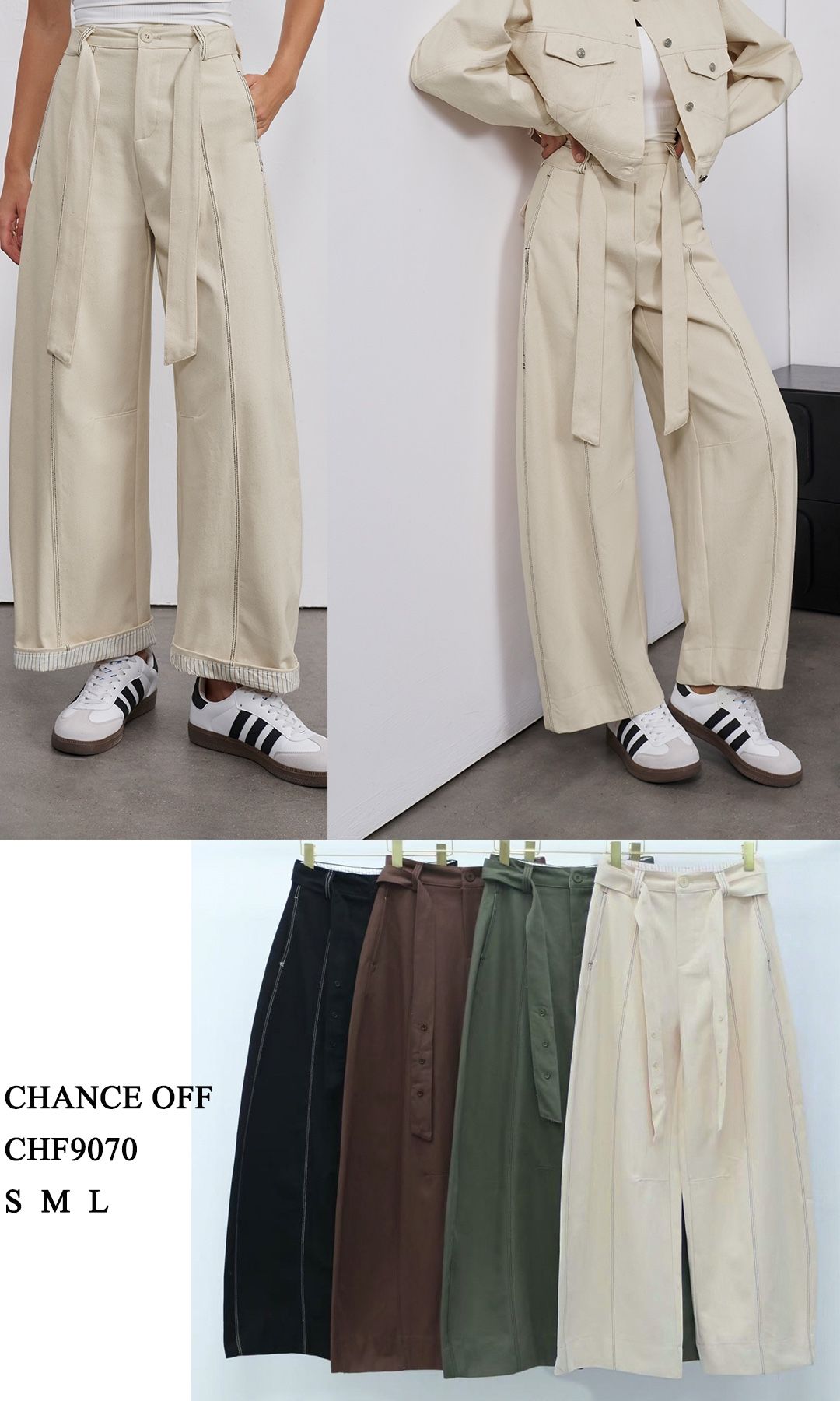 Wide-Leg-Hose mit Falten
