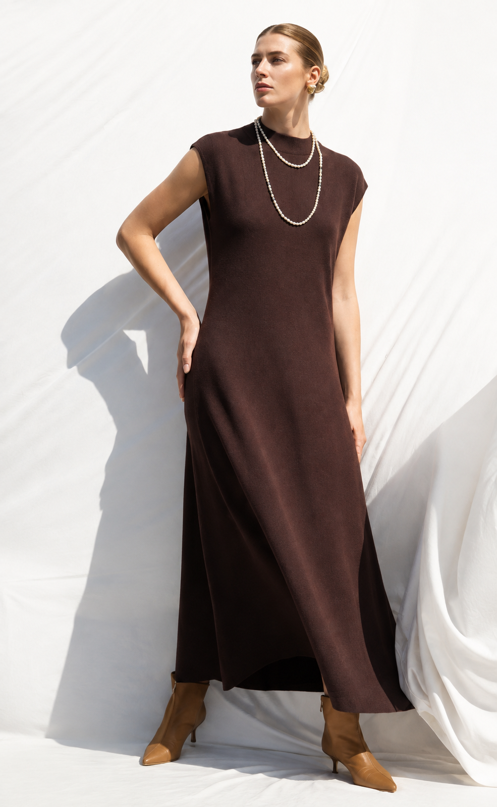 Maxikleid mit halbem Rollkragen