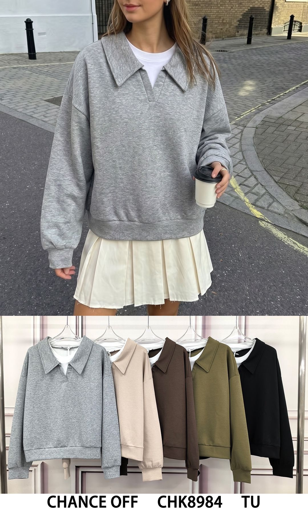 Oversize-Sweatshirt mit Kragen