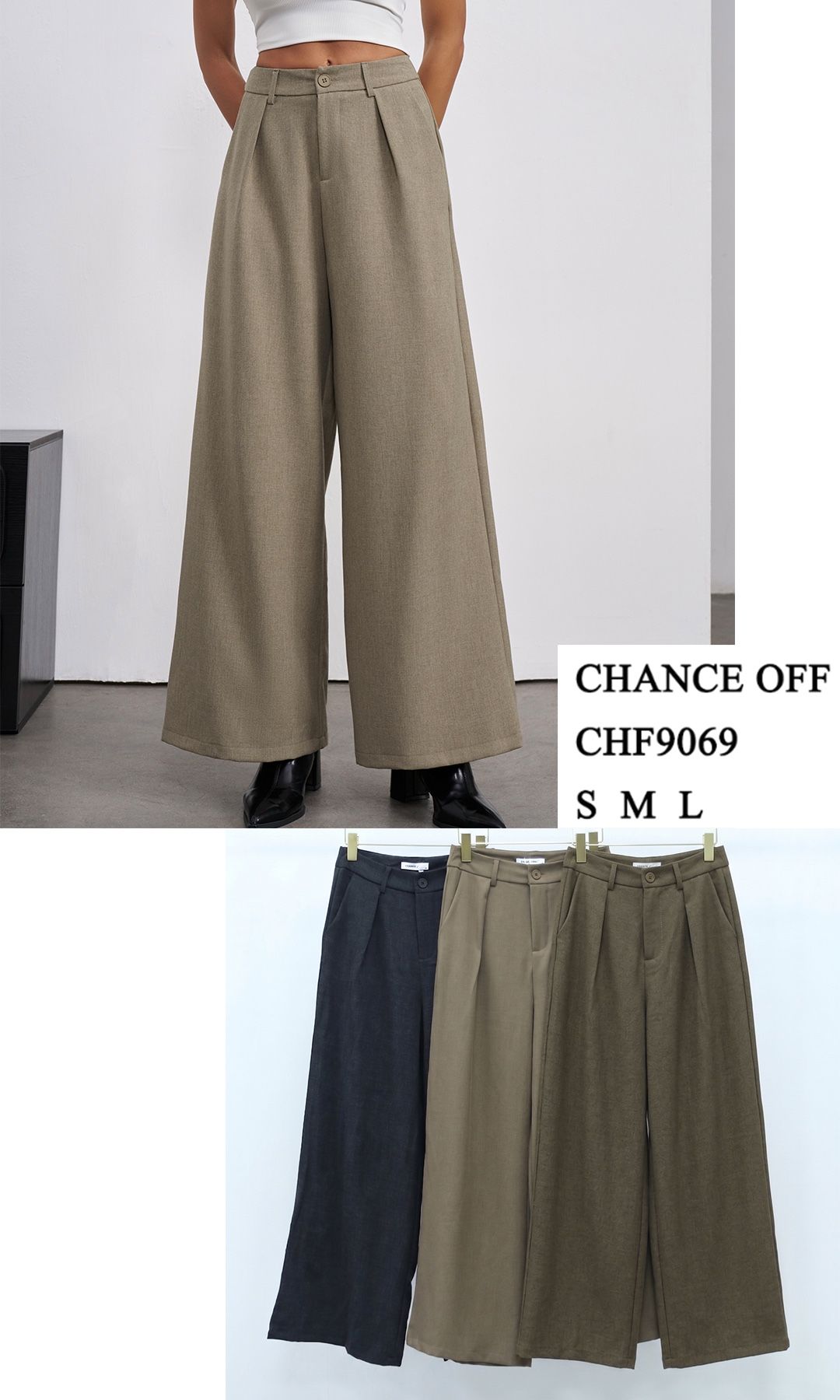 Weite Hosen mit Bundfalten und hoher Taille