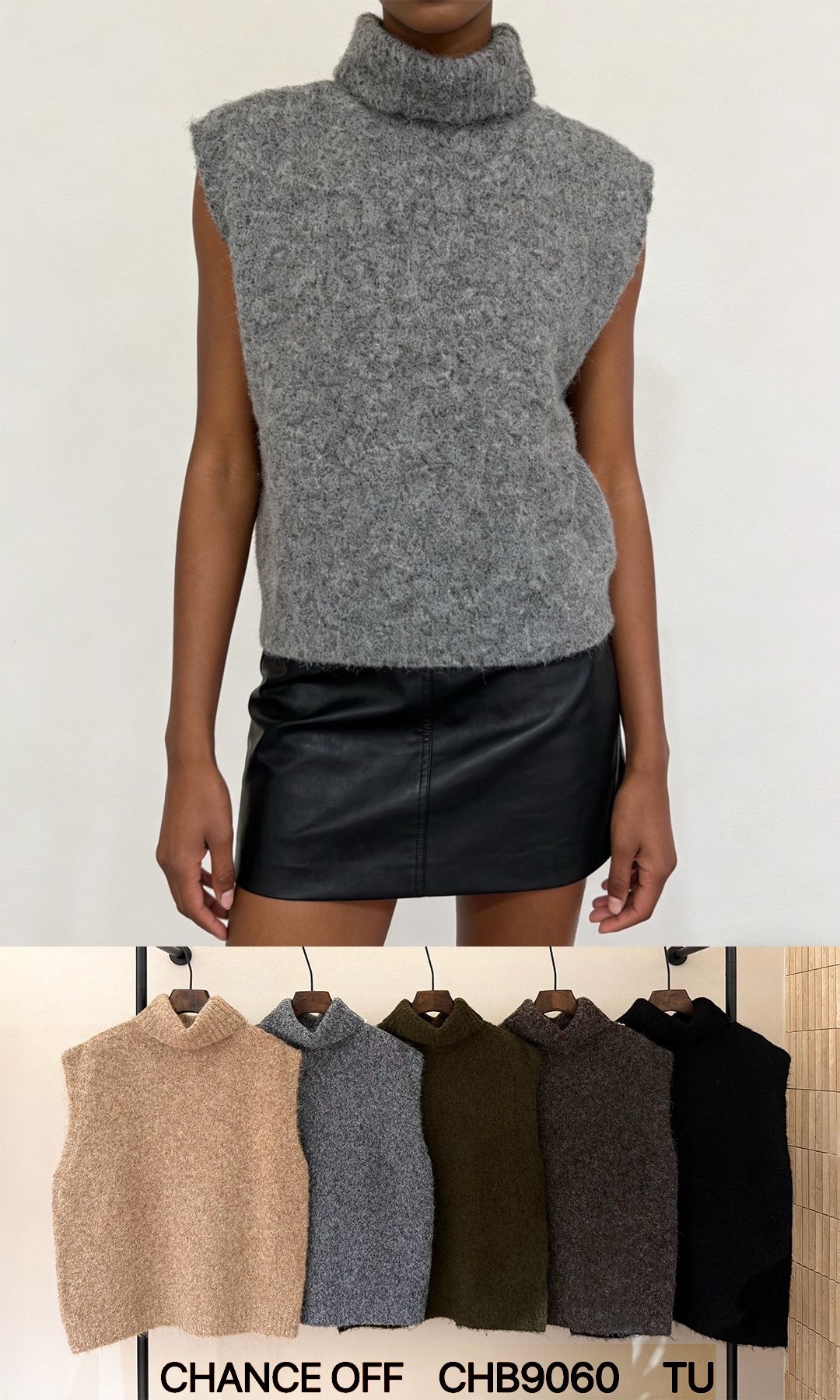 Ärmelloser Rollkragenpullover