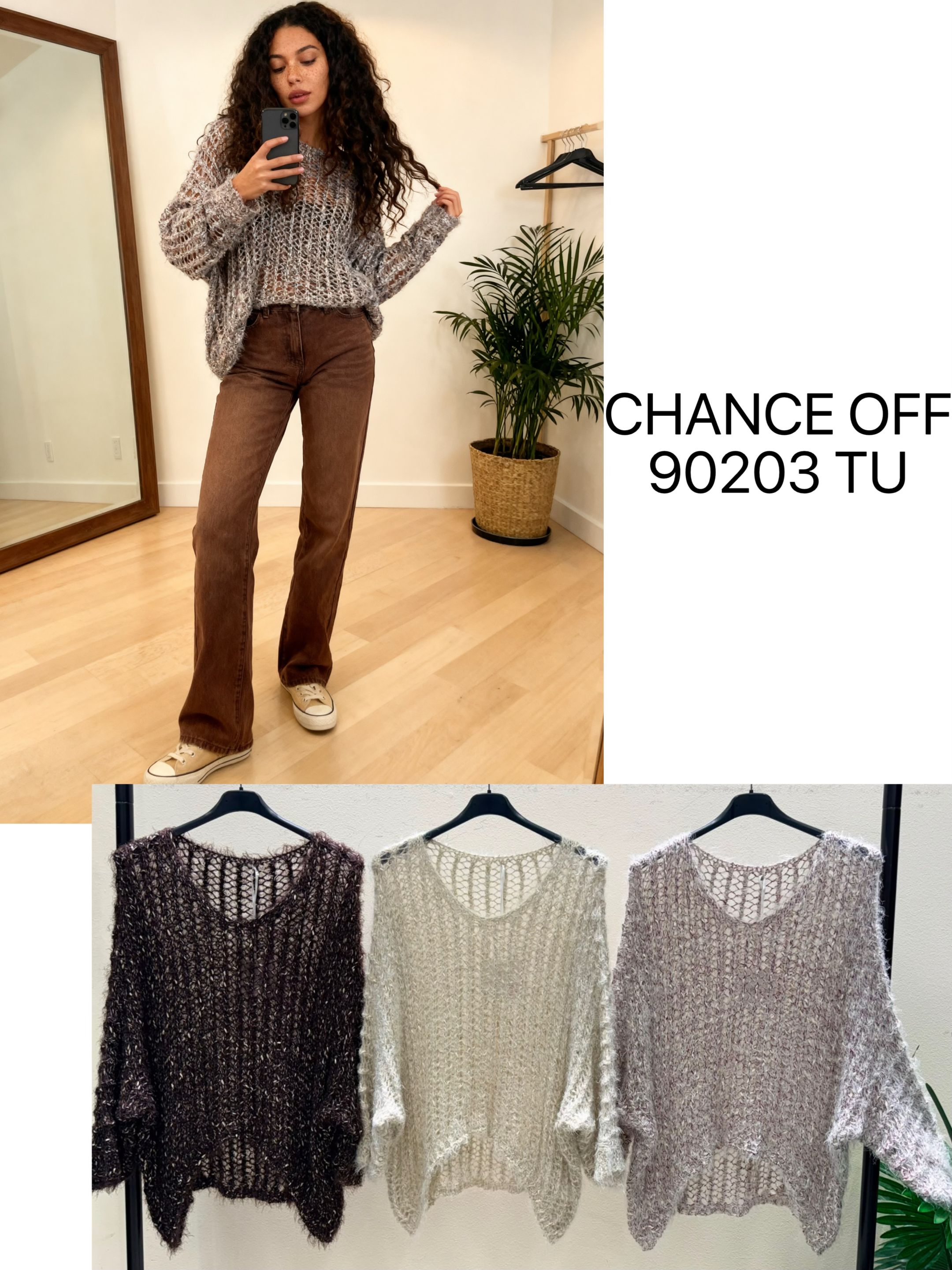Oversized Strickpullover mit Lochmuster