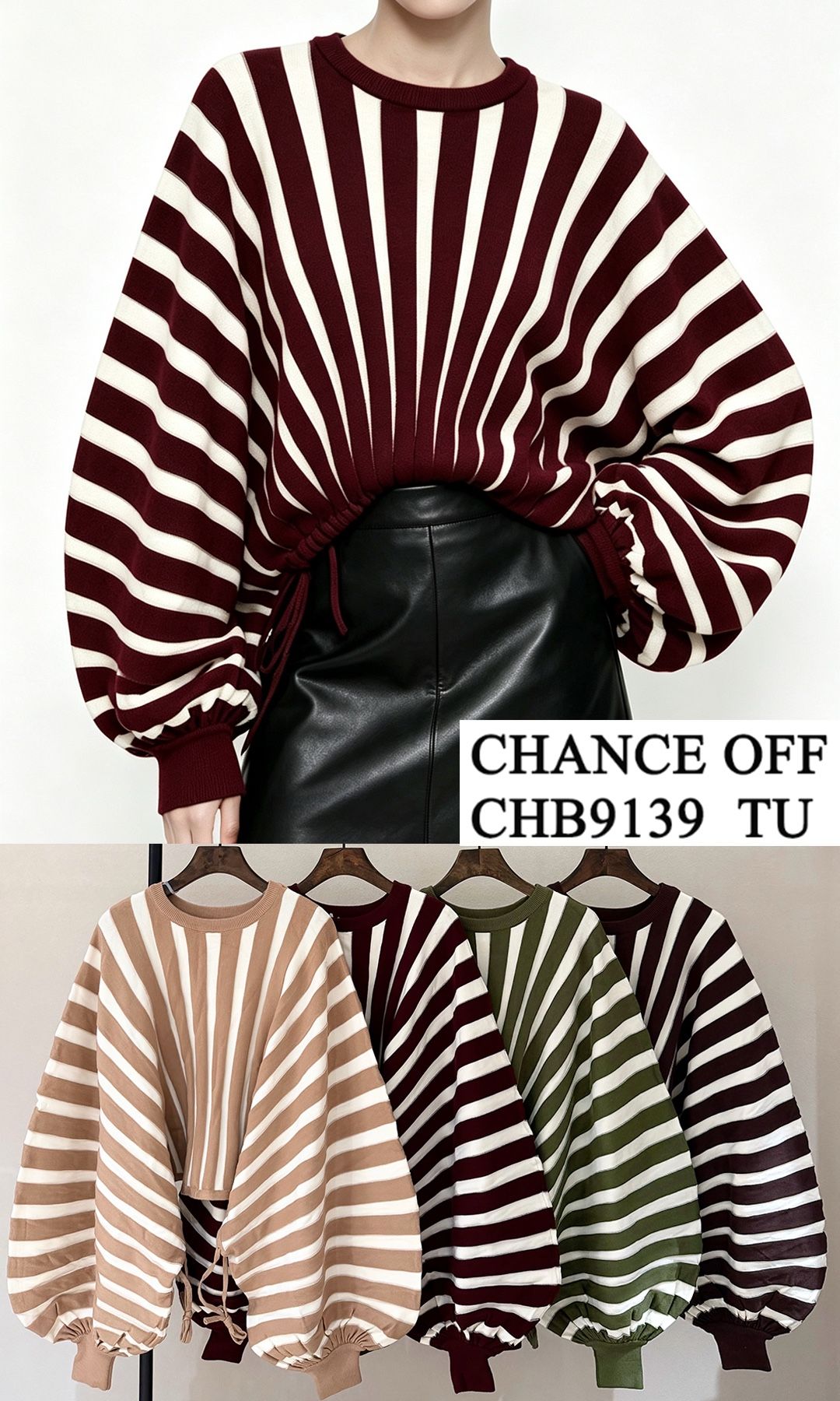Oversize-Pullover mit Streifen